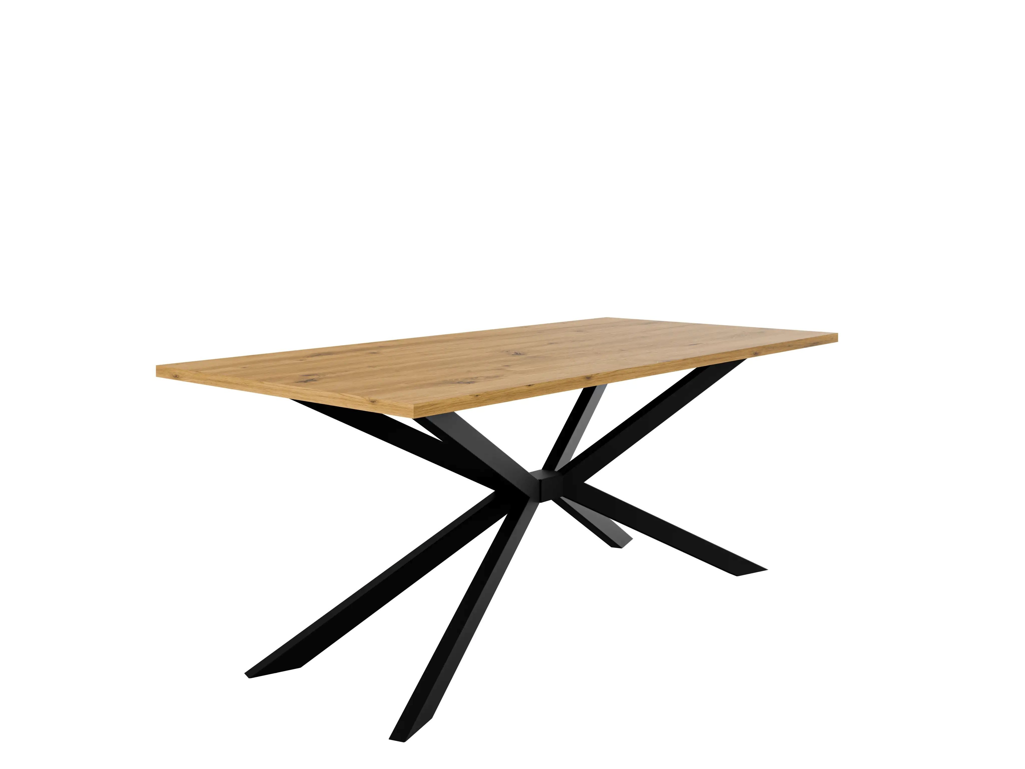 COMBO Esstisch 185x90cm Artisan Eiche Schwarze Metallbeine Esszimmer (Tischplatte 28mm laminiert 4 Beine Profil 80x40mm), Eiche Dekor Esszimmertisch 6 Personen stabil pflegeleicht