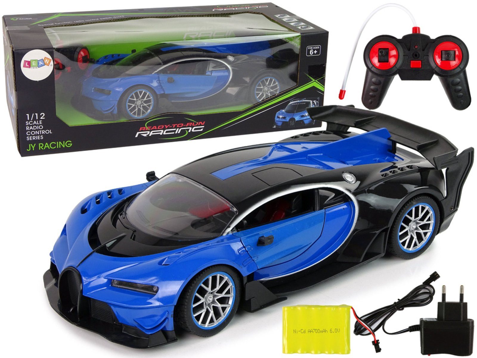 Wisam RC-Auto Ferngesteuerter Sportwagen LED-Frontleuchten + R/C-Fernsteuerung