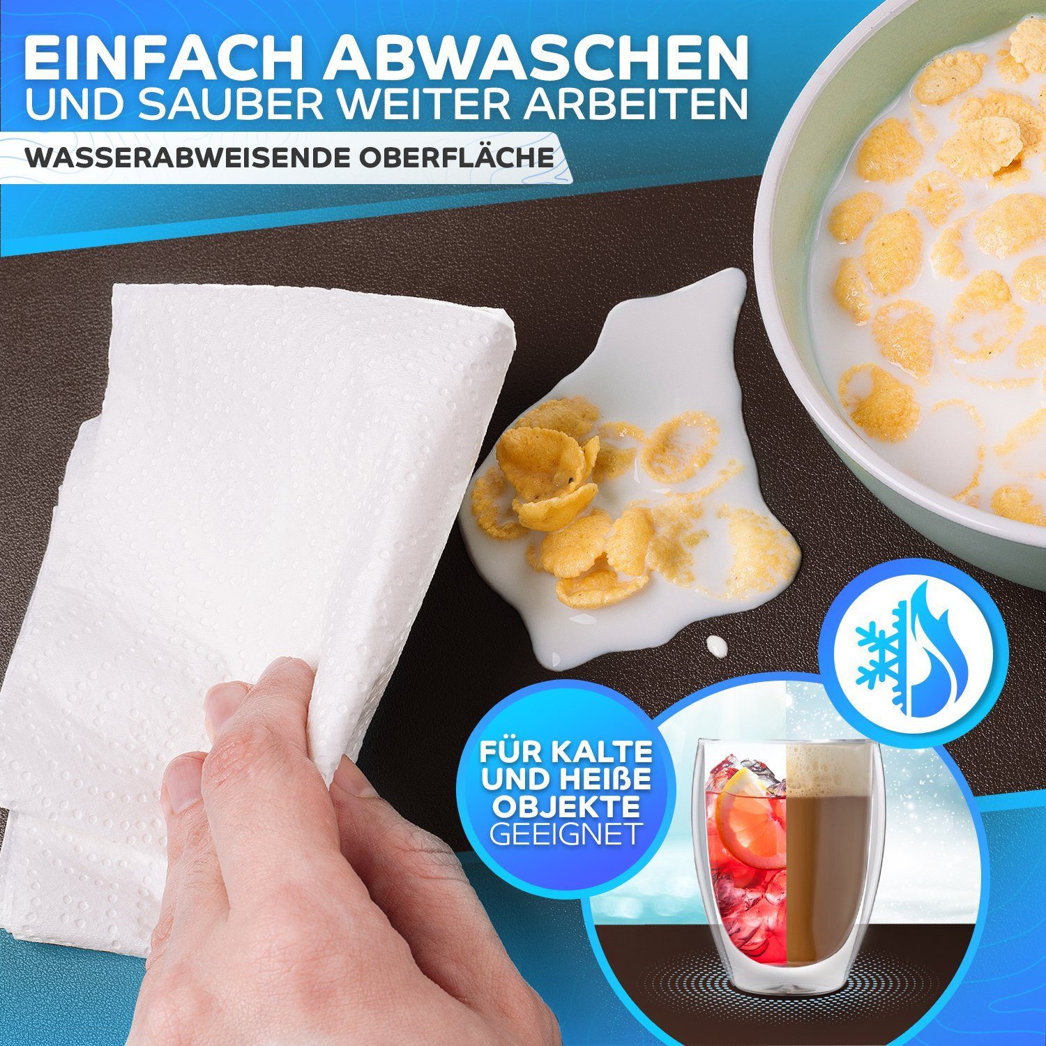 MAXLVL Gaming Mauspad Schreibtischunterlage - Mauspad mit Vernähte Kanten - abwaschbar (80x40 cm, Schreibtisch Unterlage für Büro), Tischunterlage Schreibtisch aus PU-Leder