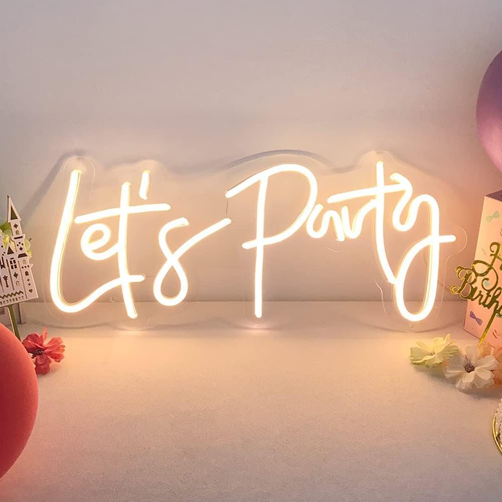 MUPOO LED Dekolicht Schlafzimmer, Dekolicht Let's LED Wanddekoration,Geburtstagsfeier,Party für Dekoration Neonlicht LED Warmweiß Neonschild,LED Party Stripe,Licht für