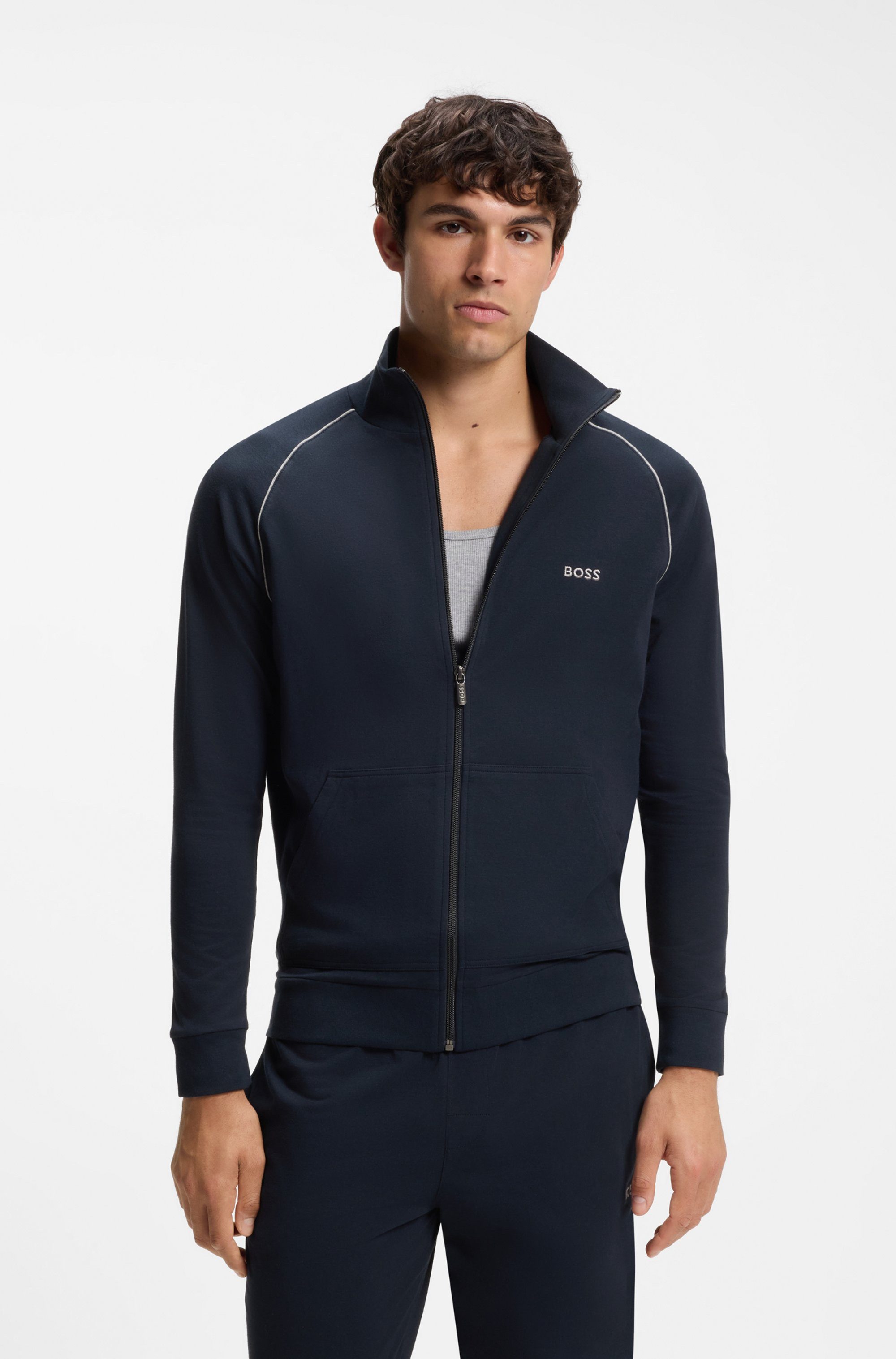 BOSS Sweatjacke Mix&Match Jacket Z mit Kontrastnaht am Ärmel