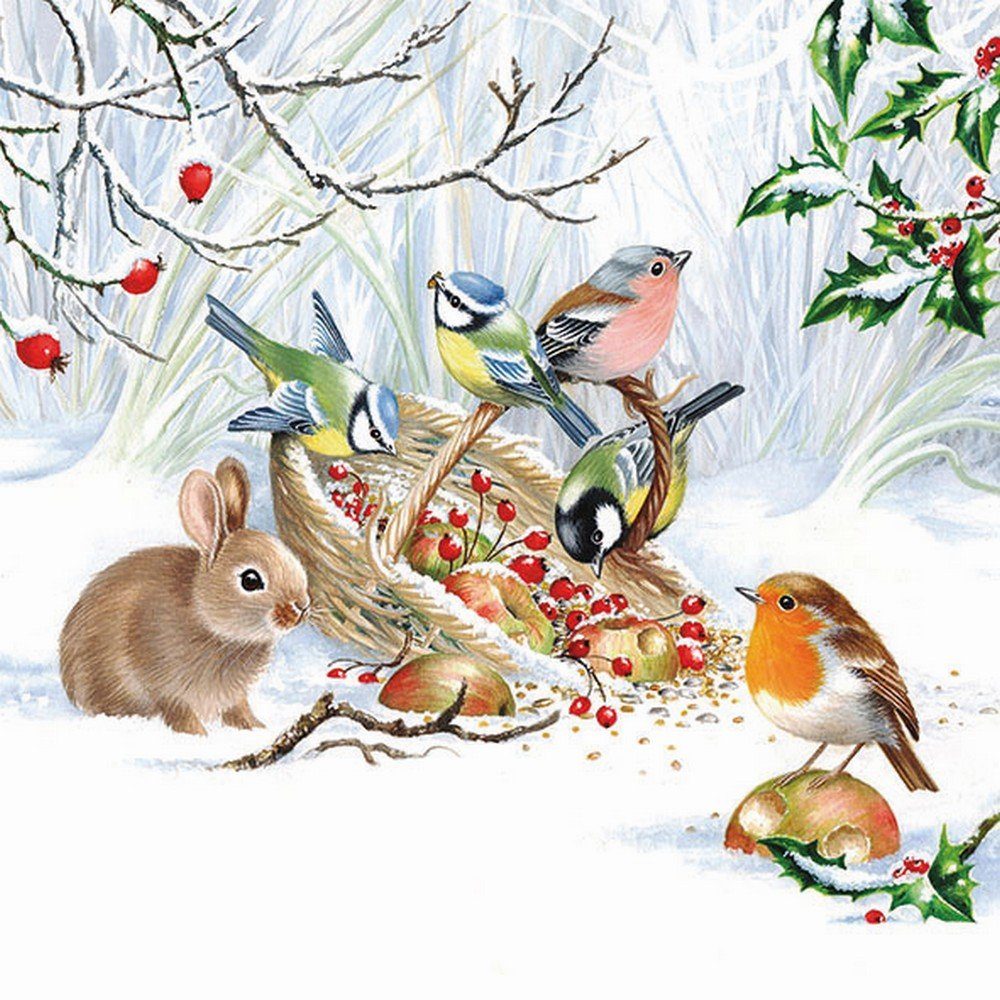Ambiente Luxury Paper Products Papierserviette 20 Servietten Winter Treat 33x33cm, (20 St)