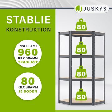 Juskys Schwerlastregal 3er Regalsystem, aus verzinktem Metall, Abstände der Böden frei wählbar