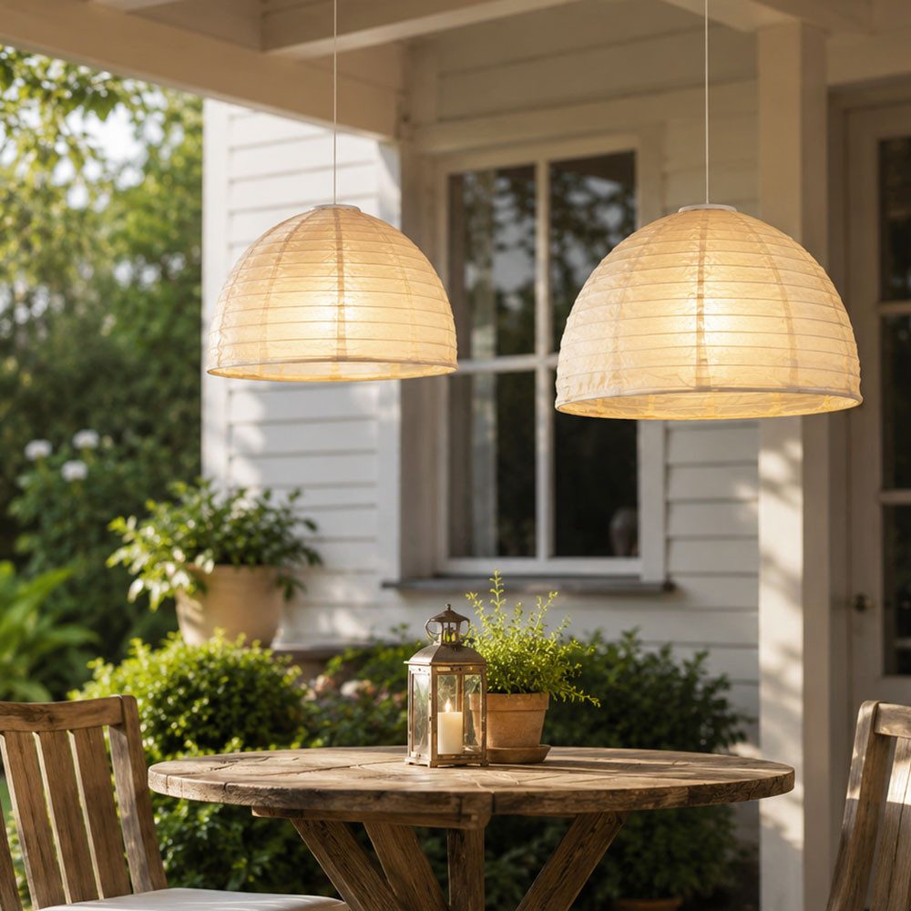 GLOBO LIGHTING LED Solarleuchte, LED-Leuchtmittel fest verbaut, Warmweiß, Solarlampe Hängelampe Außenlampe LED Leinen Gartenlampe weiß H 30cm 2x