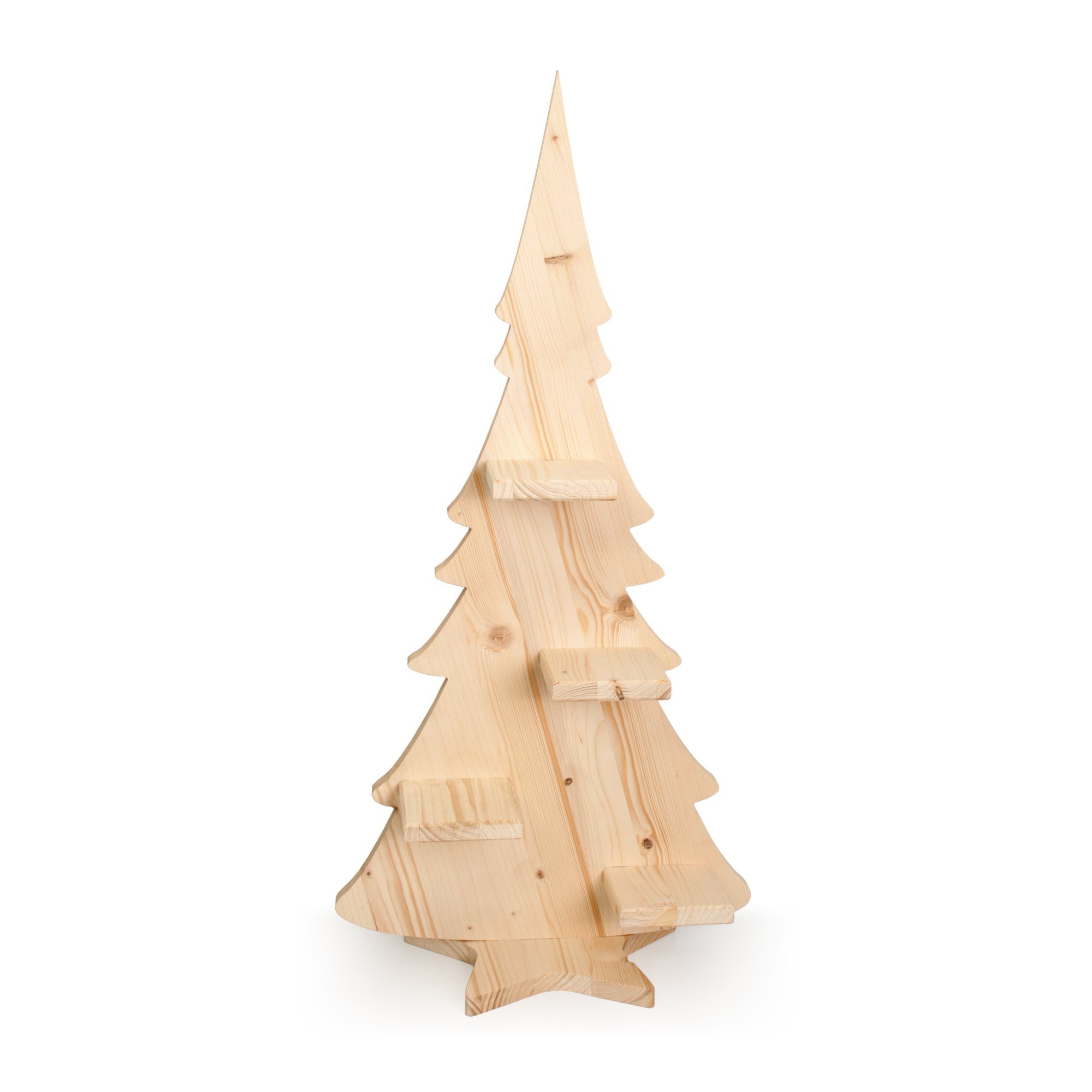 Kreative Feder Dekoobjekt Edler Adventsbaum aus Holz mit 4 Kerzenaufsätzen, Adventsbaum Aufsteller Weihnachts-Deko