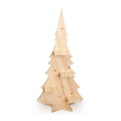 Kreative Feder Dekoobjekt Edler Adventsbaum aus Holz mit 4 Kerzenaufsätzen, Adventsbaum Aufsteller Weihnachts-Deko nachhaltig