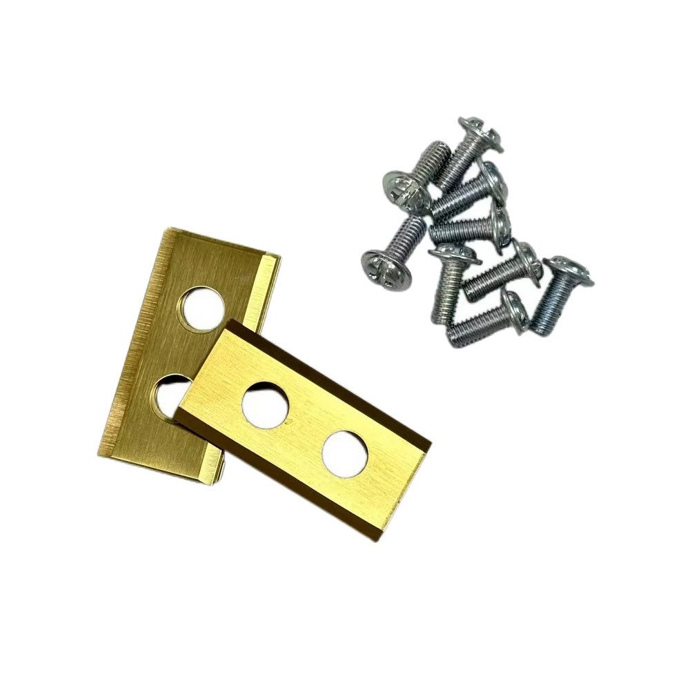 Trade-Shop Rasenmähermesser 2-Loch (12 Stück) passend für Worx Landroid WR155E, M 500B WG755E, Material: Edelstahl mit Titan-Beschichtung / Farbe: Gold / Länge: 36mm