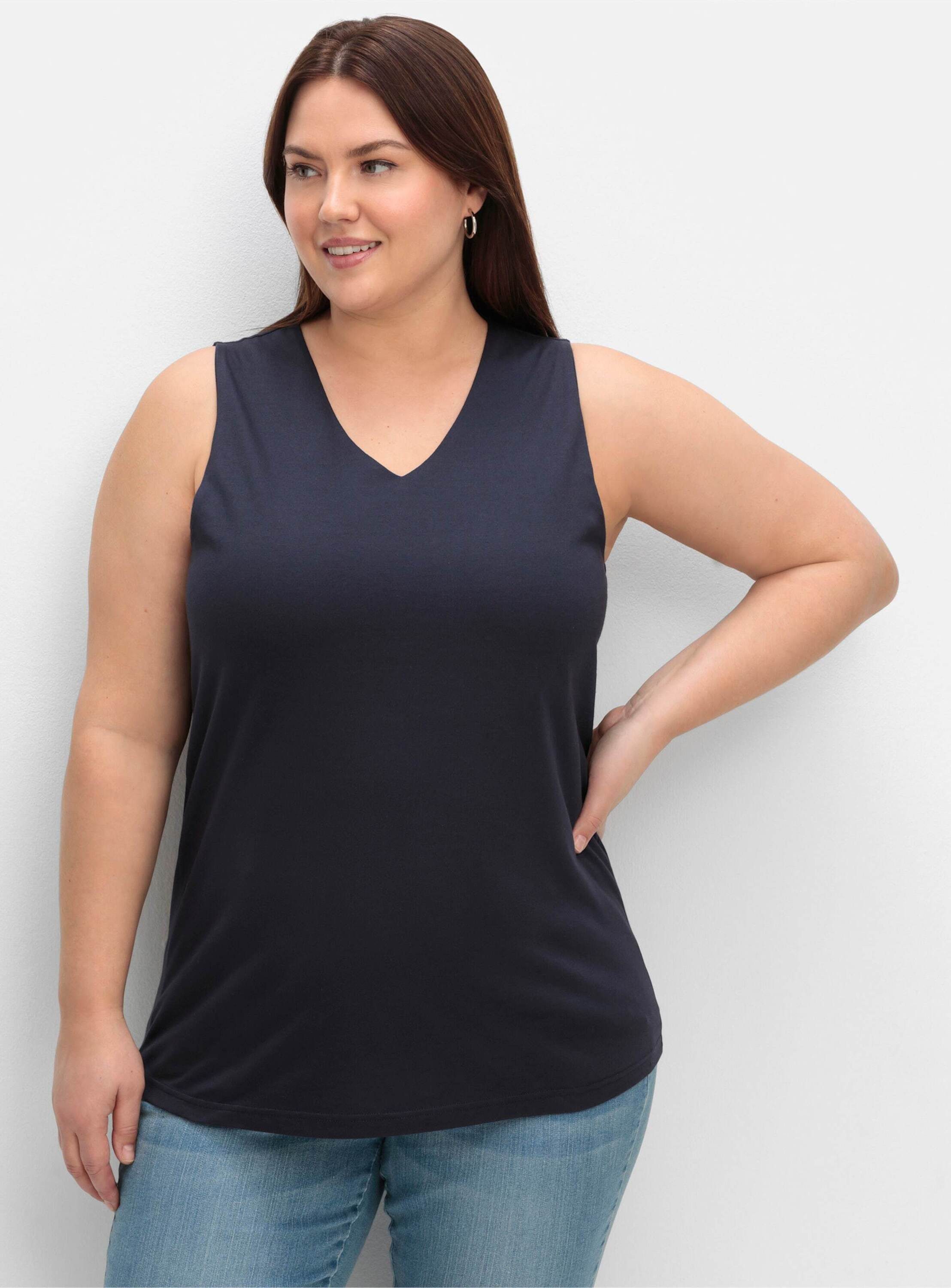Sheego Shirttop Tanktop Ärmellos