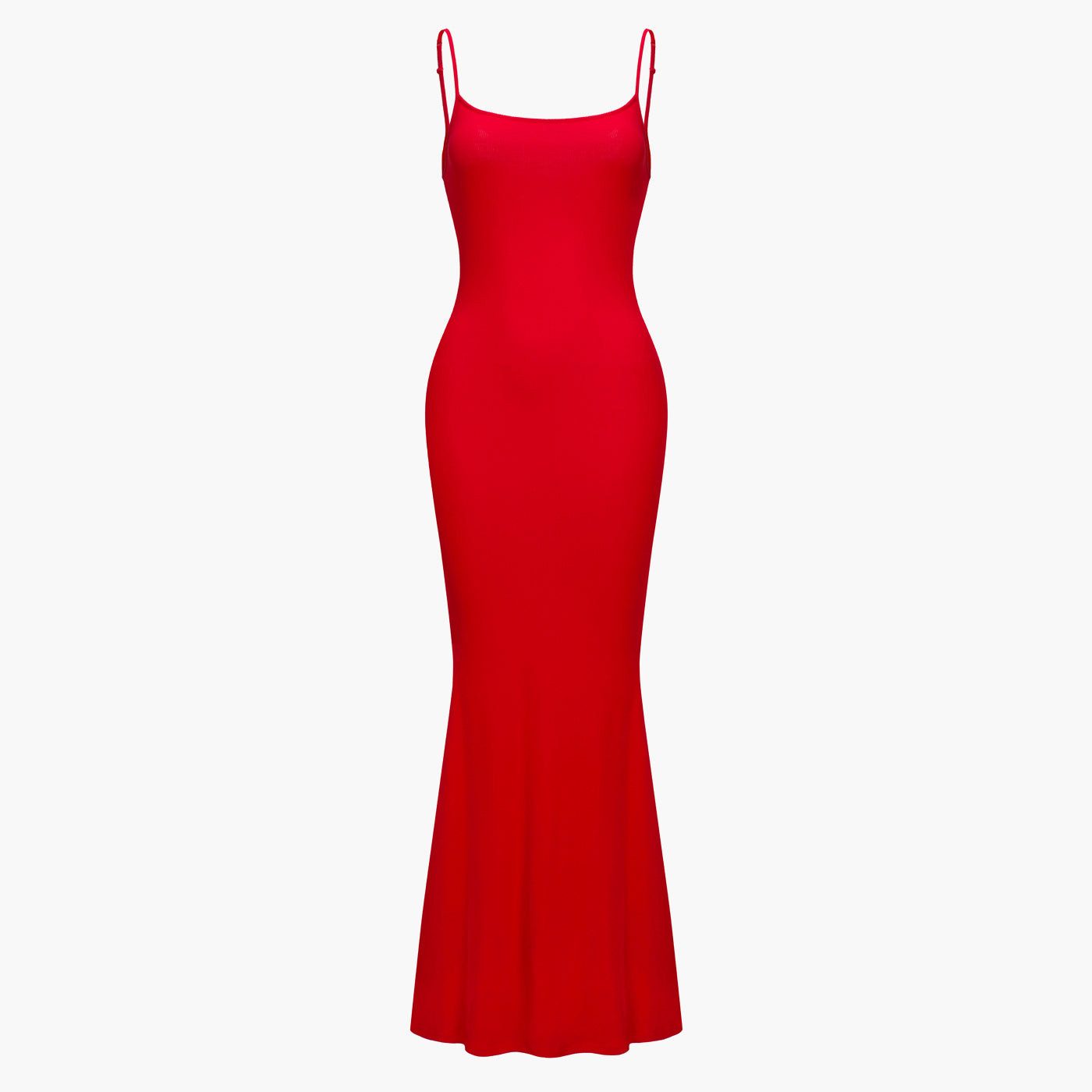 Creamy Fabrics Jerseykleid Ribbed Cami Maxikleid-Fire Red-2XL (1-tlg) günstig online kaufen