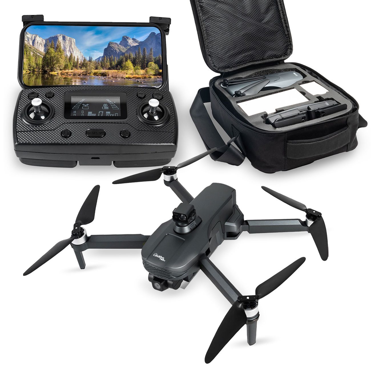 Casativo Profi GPS-Drohne mit 4K-Kamera faltbar 360° Hindernis-Sensor Live-View Drohne (800 m Reichweite, 25 min. Flugzeit, 12 m/s Geschwindigkeit)