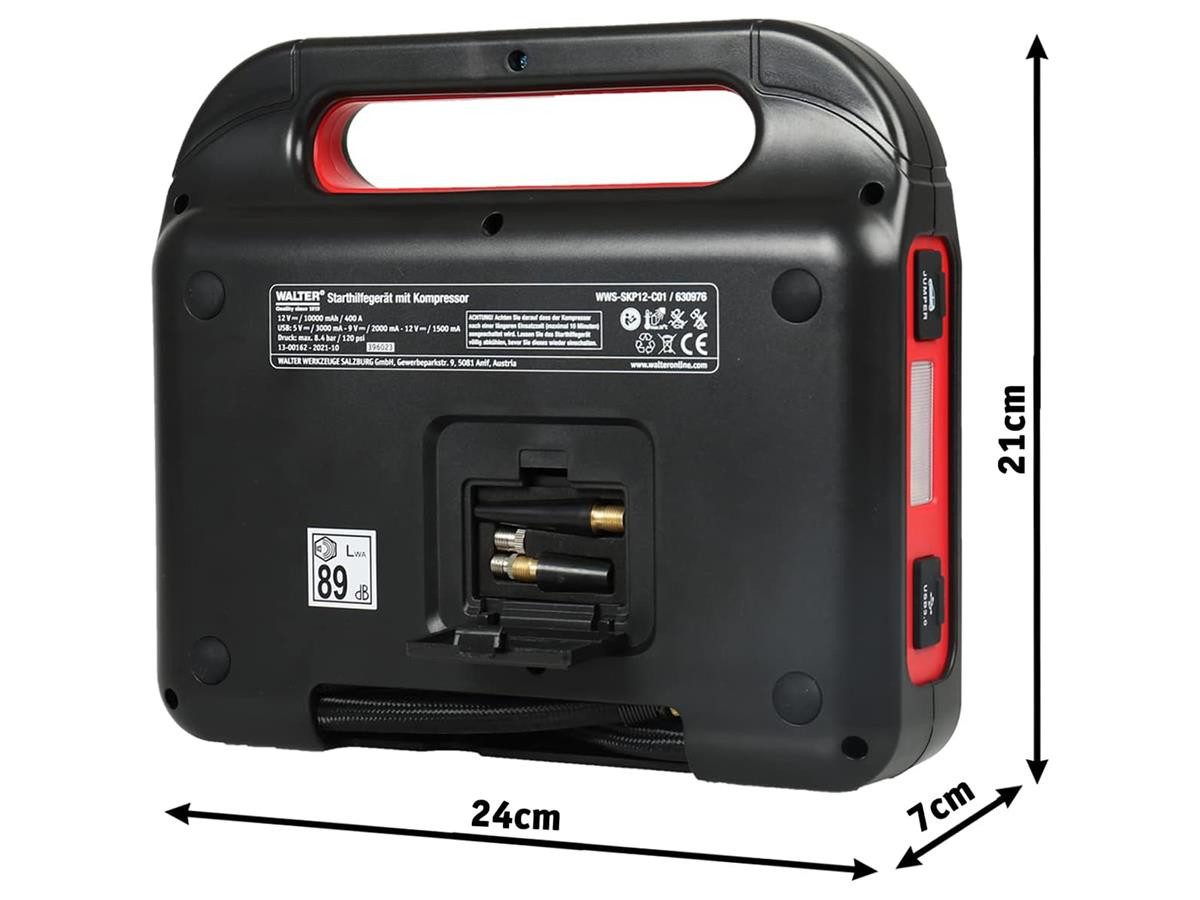 WALTER WWS-SKP12-C01 Jump Starter, with compressor WWS-SKP12-C01, 800A jump-starting power