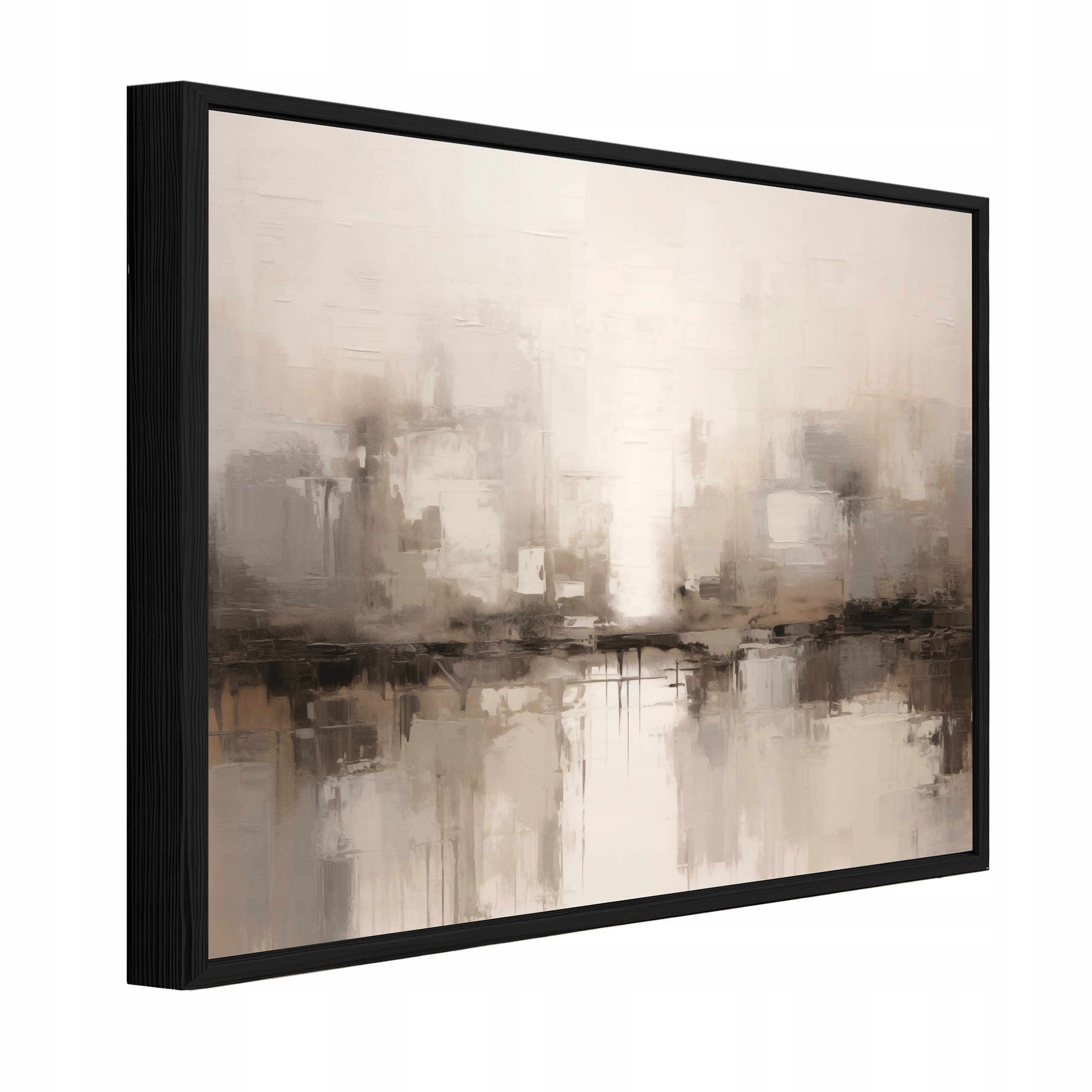 Wallarena Leinwandbild Abstraktion in Beige und Braun im Boho-Stil für Wohnzimmer, Abstraktion (1 St), mit schwarzem Rahmen mit Holzrahmen 60x40cm