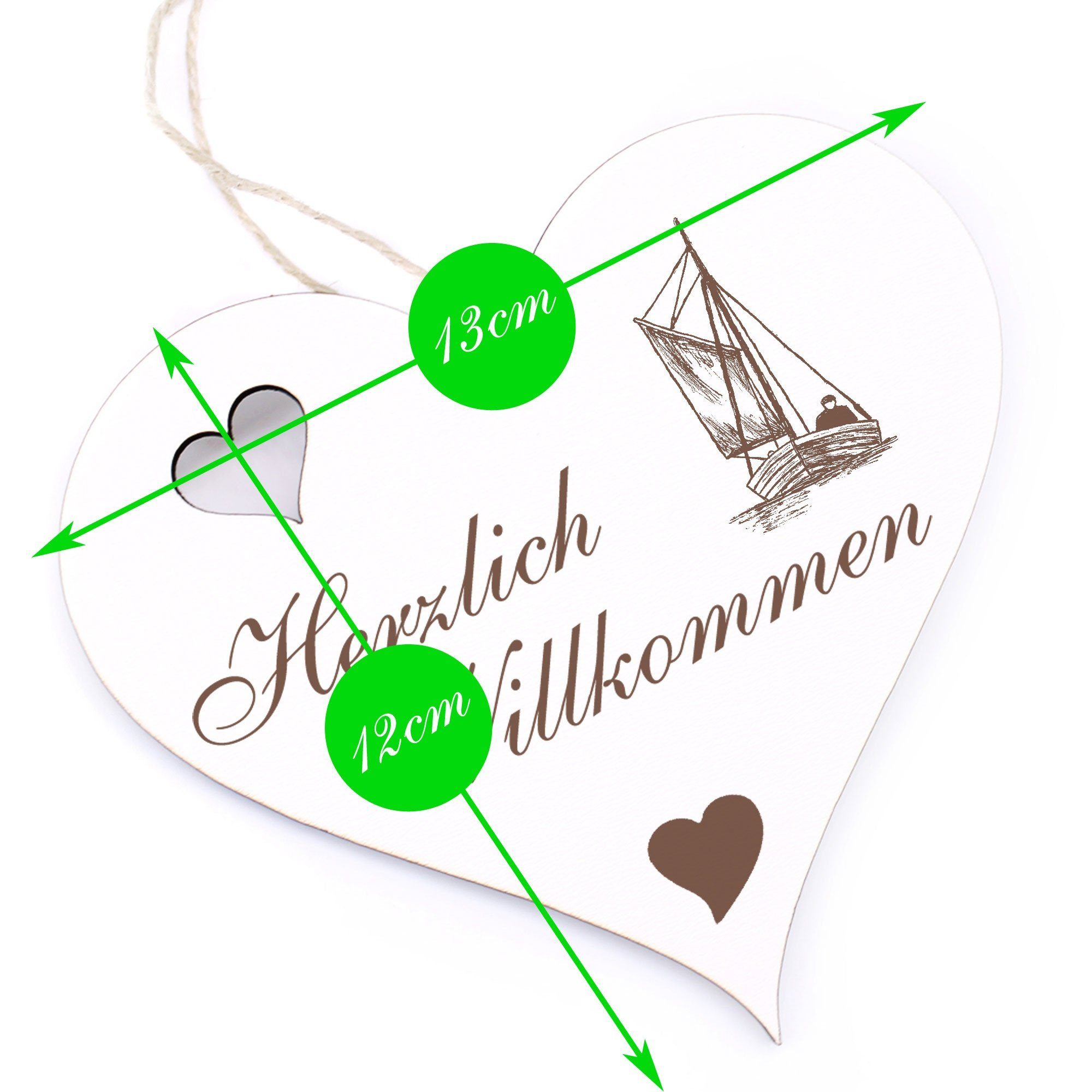 Hängedekoration 13x12cm Herzlich Zeesenboot - Willkommen - Dekolando