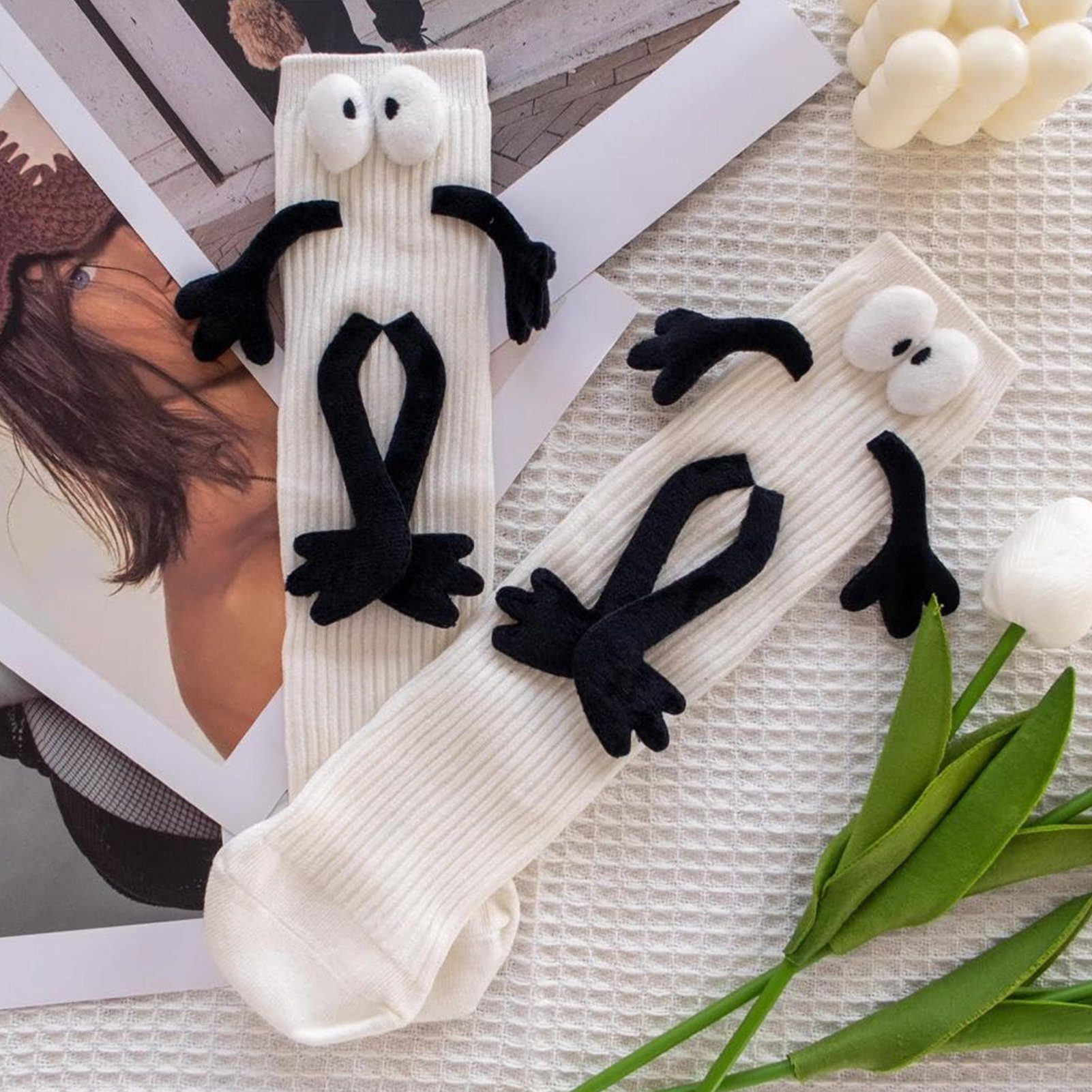 1 und Socken Paare lustige für in Socken, Männer Weiß Socken Frauen Weihnachtssocken,Unisex Socken Hand Hand Rutaqian für
