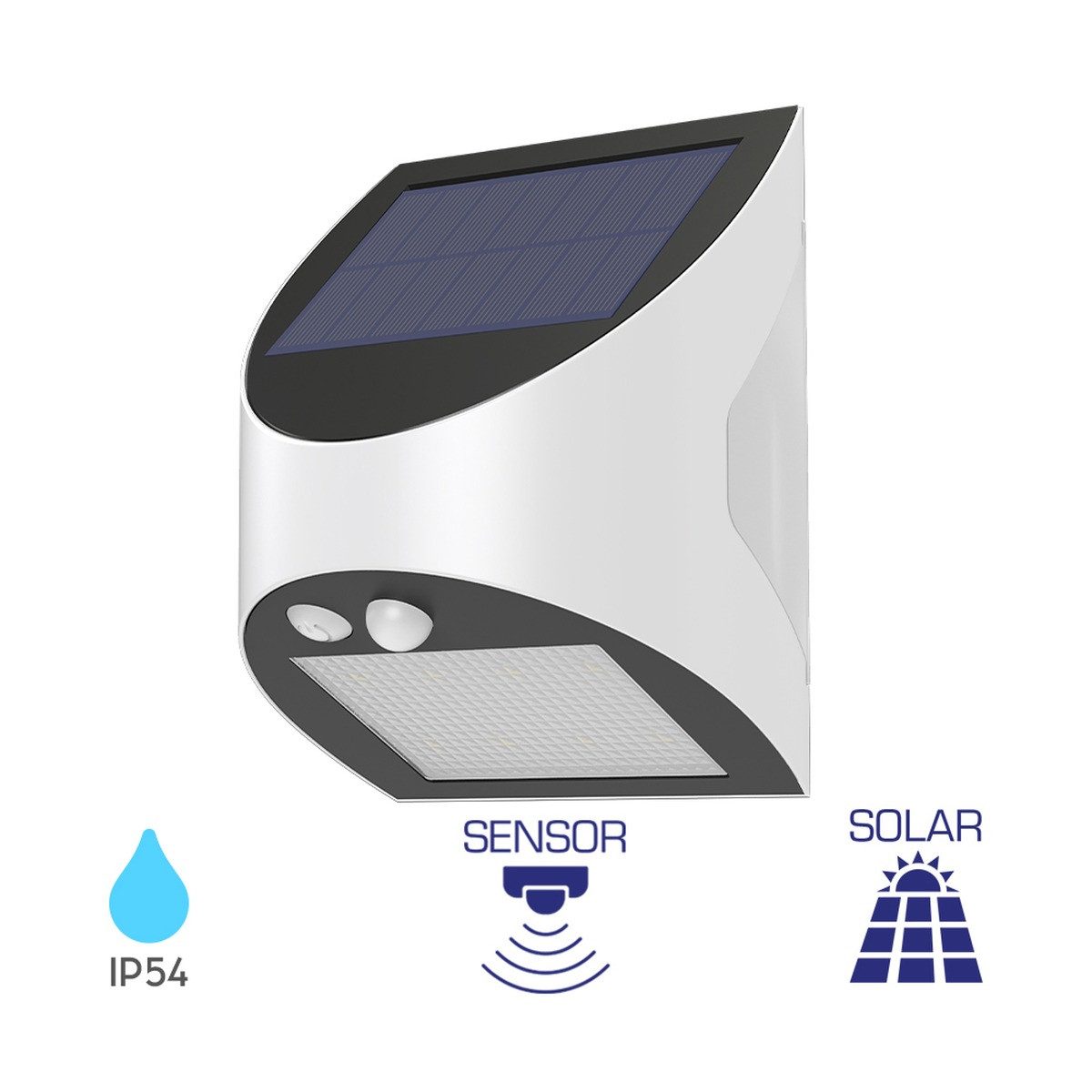 Braytron LED Wandleuchte Solar-Wandleuchte Außenleuchte mit Bewegungsmelder – IP54, 3-6W, 6500K, LED fest integriert, Kaltweiß, Dämmerungssensor, Bewegungsmelder, Solar, Akkubetrieben