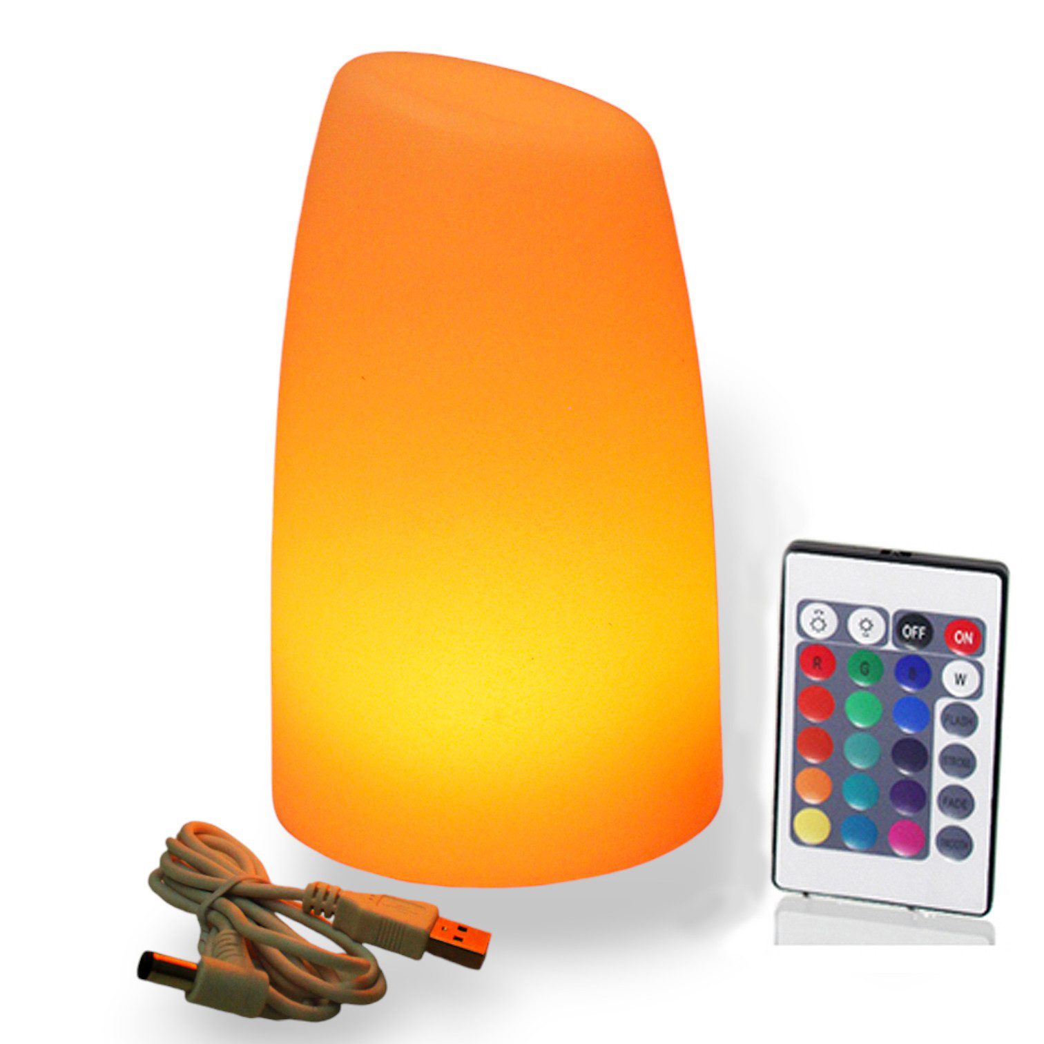 Arnusa LED Tischleuchte PL201 Akkulampe mit USB Aufladekabel RGB Fernbedienung, USB-Ladefunktion, LED fest integriert, 16 Leuchtfarben und 4 Farbwechselprogramme per Fernbedienung einstellbar, 12x20 cm dimmbar