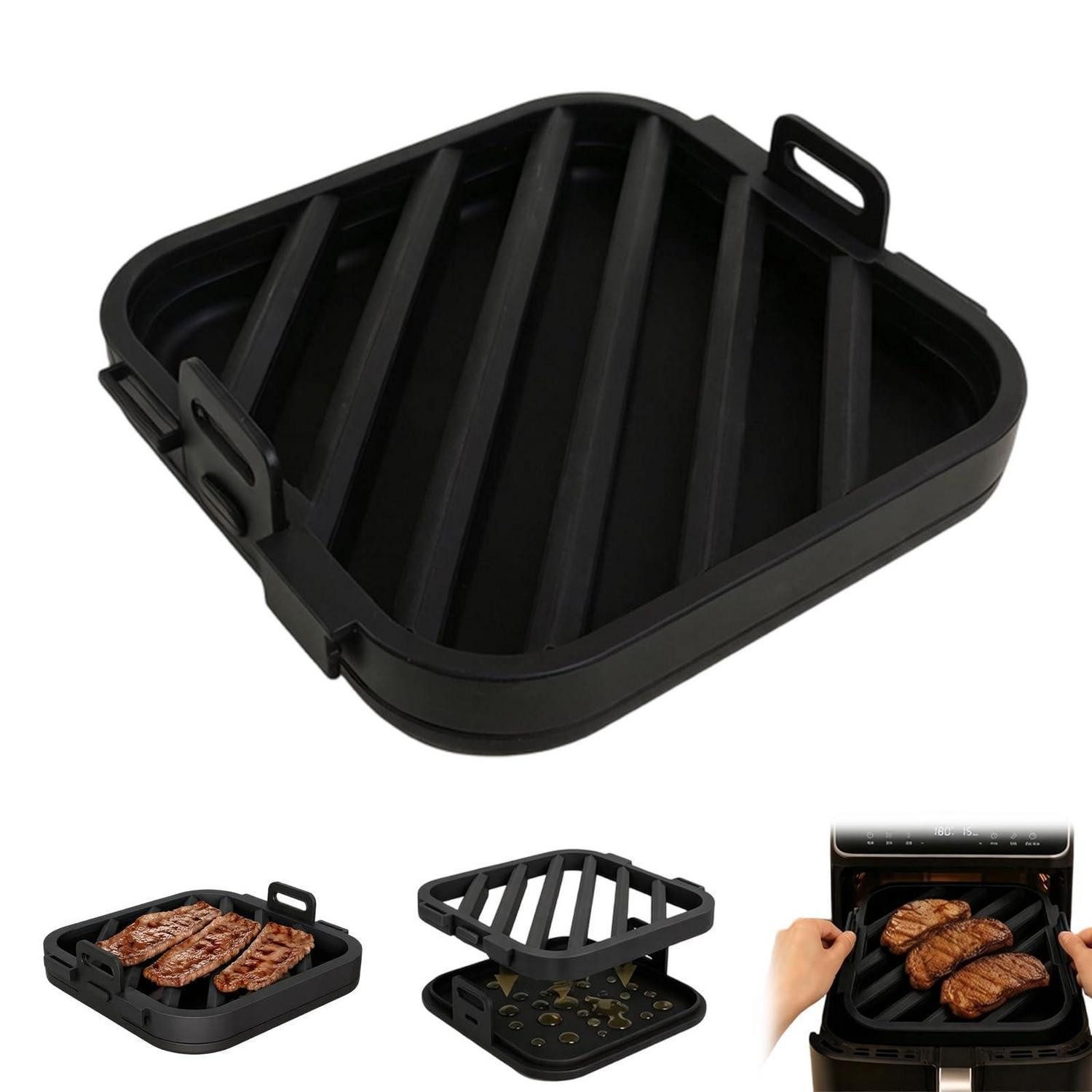 LuxusKollektion Airfryer-Grillrost Airfryer Form 2in1 Grillrost m. Fettauffangschale (1-St)