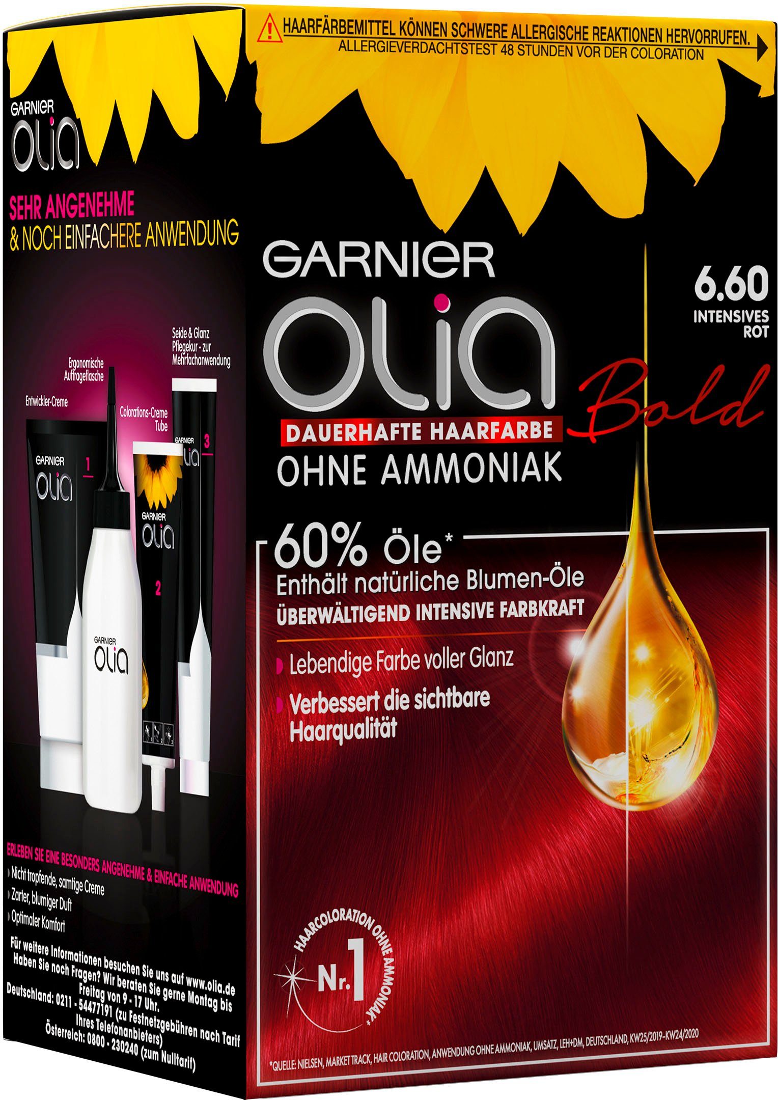 6.6 Intensives Haarfarbe Coloration dauerhafte rot Olia GARNIER
