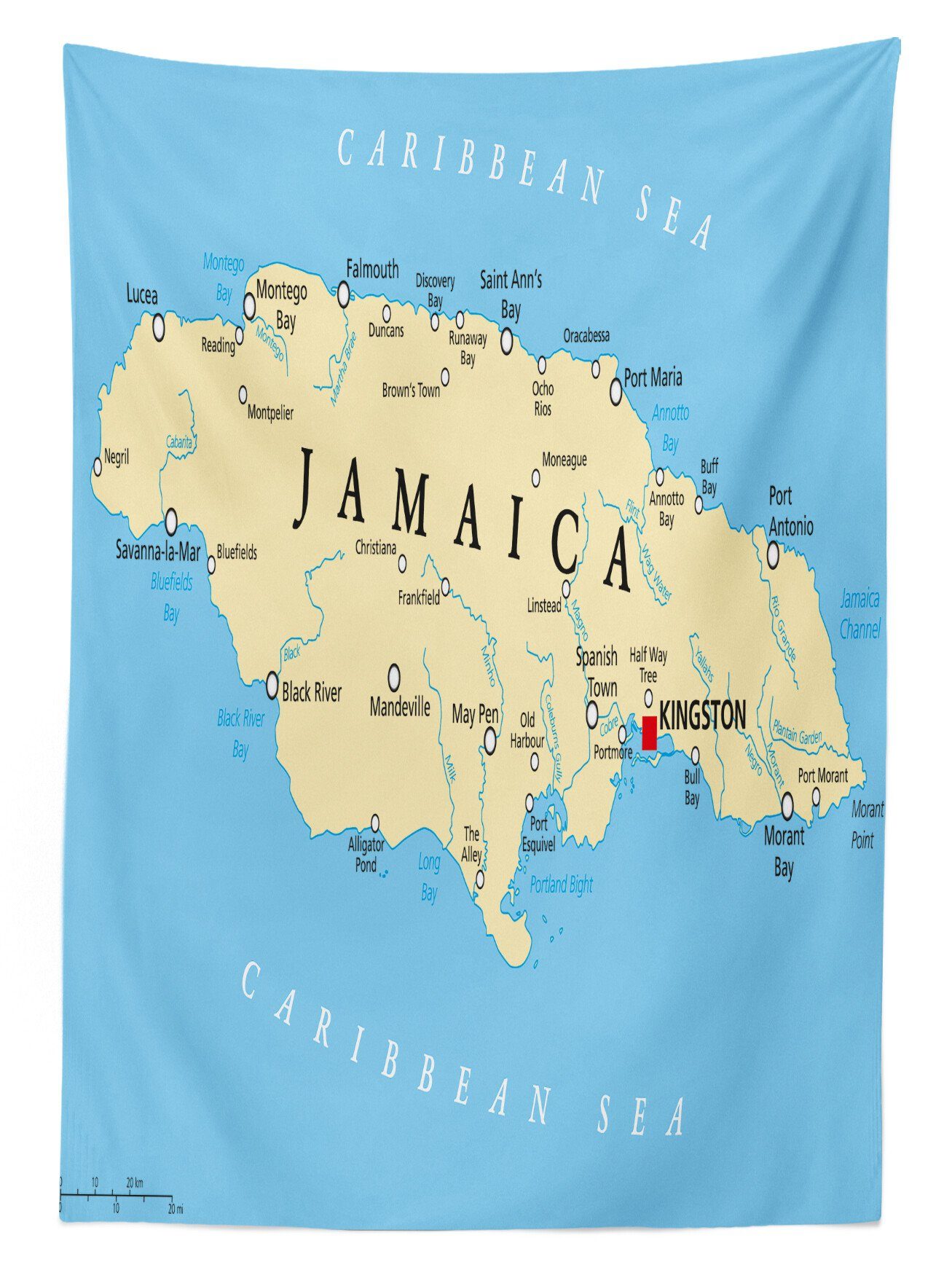 Abakuhaus Tischdecke Farbfest Waschbar den Außen jamaikanisch Karibische Farben, Tropic Für geeignet Bereich Meer Klare