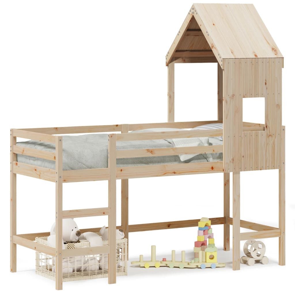 vidaXL Bett, Hochbett mit Leiter und Dach 80x200 cm Massivholz Kiefer günstig online kaufen