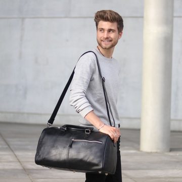 SID & VAIN Reisetasche Leder Weekender Unisex SEATTLE, Echtleder Reisegepäck für Damen & Herren, Sporttasche XL schwarz