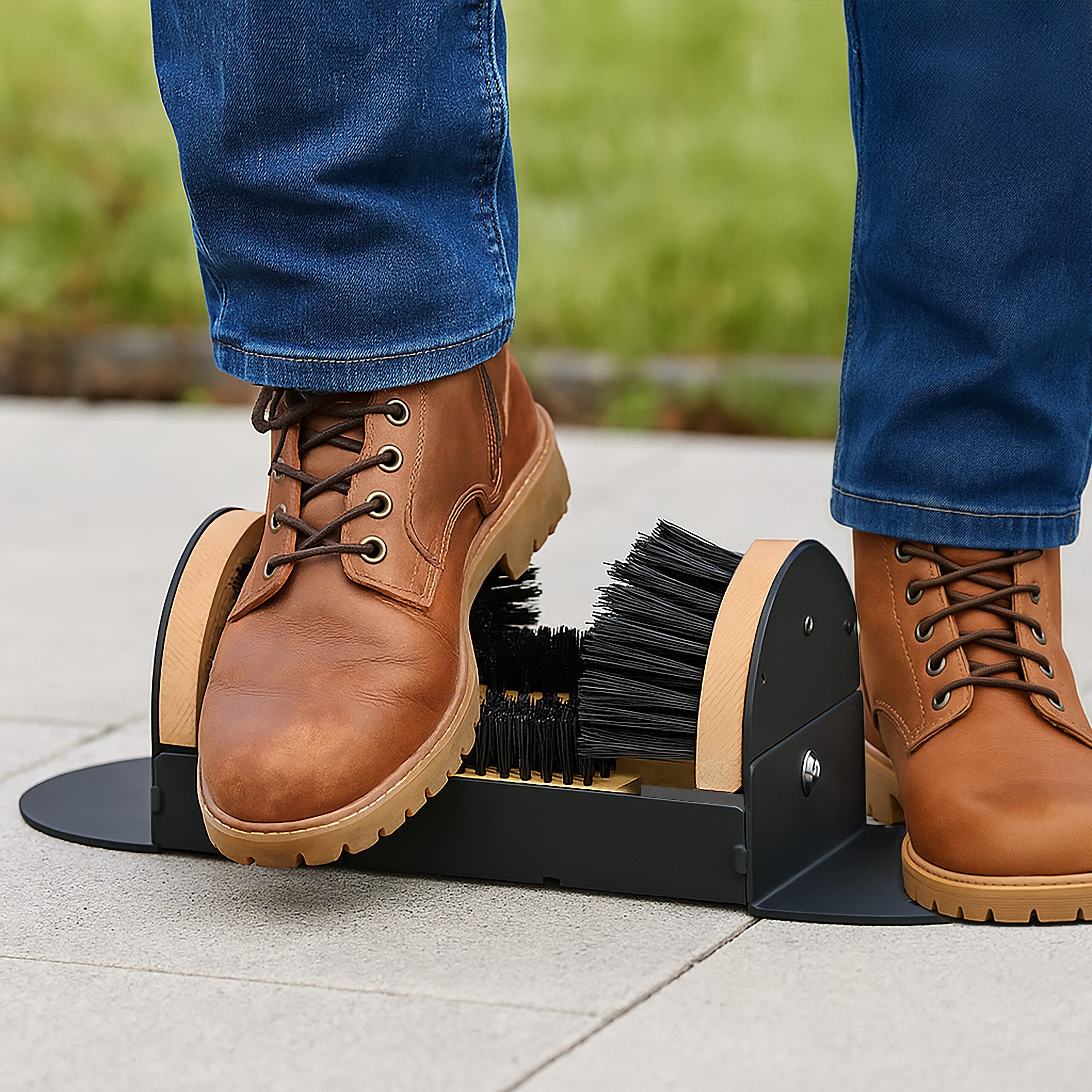 relaxdays Schuhputzbürste Schuhabstreifer mit Rundum-Bürsten