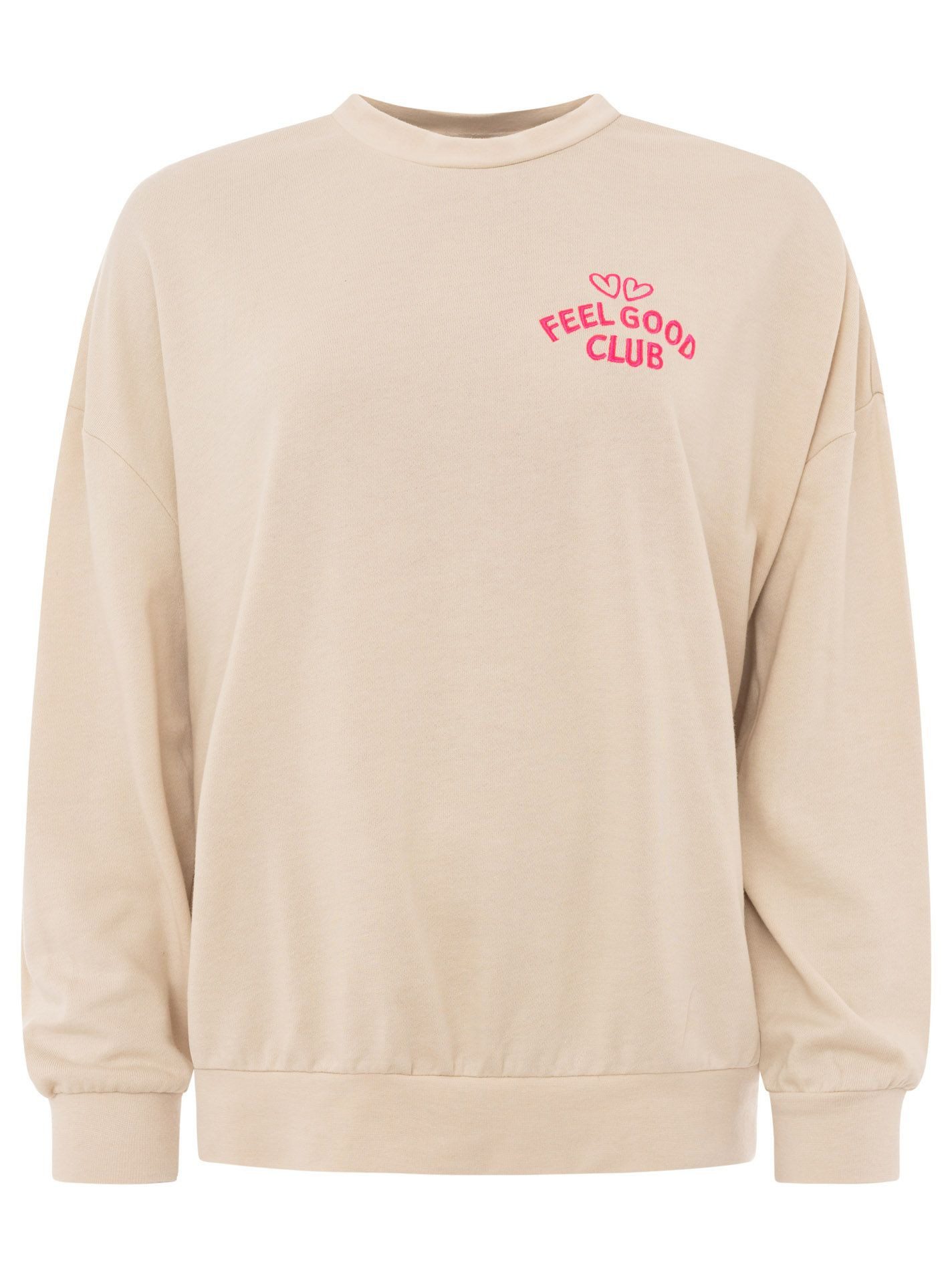 Zwillingsherz Sweatshirt "Feel Good Club" Rundhals, kleine Stickerei vorne