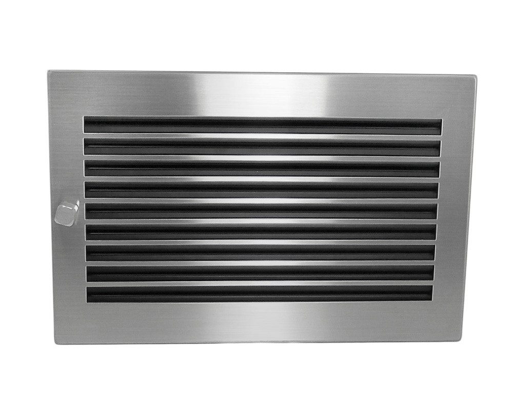 CB-TEC Lüftungsgitter Warmluftgitter WG 3523 MESM mit Edelstahl Blende 350x230 Abluftgitter, Regulierbare Lamellen mit Edelstahlblende