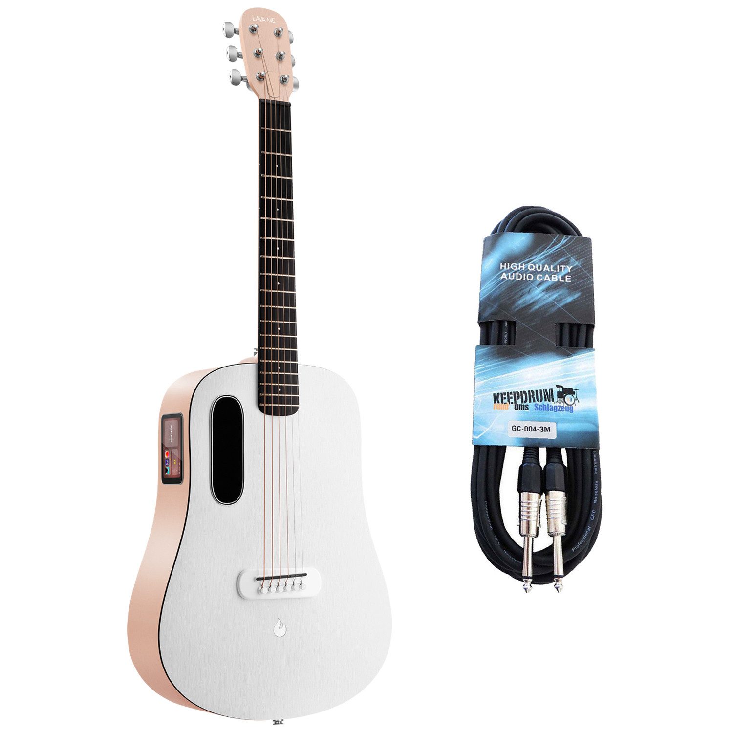 Westerngitarre Lava Music Gitarre ME Play 36 Zoll Light Peach mit Kabel