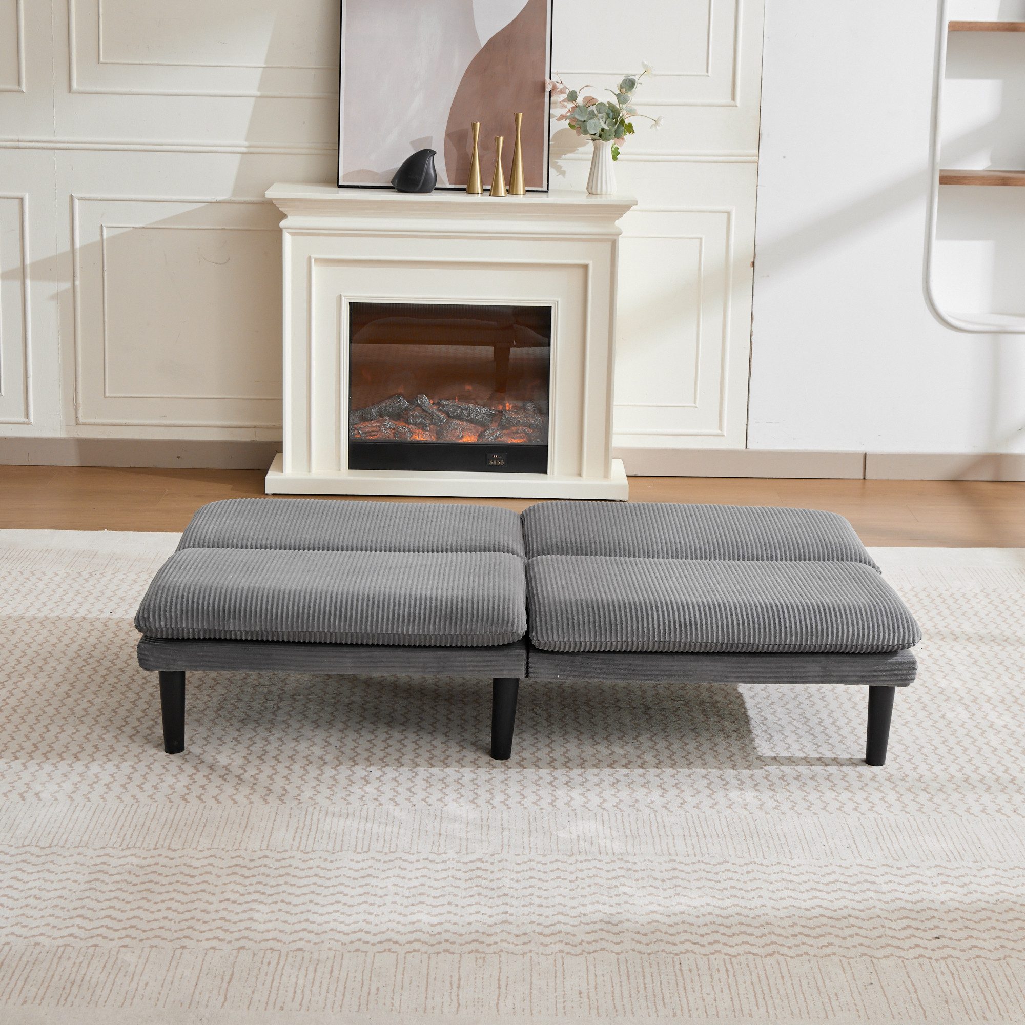 STILVORA Loungesofa Verstellbares 2-Sitzer-Sofa Loungesofa aus Samtbezug, grau, 3-stufig verstellbar, Holzrahmen, bis 240 kg, für Wohnzimmer, Gästezimmer, Apartment und Homeoffice