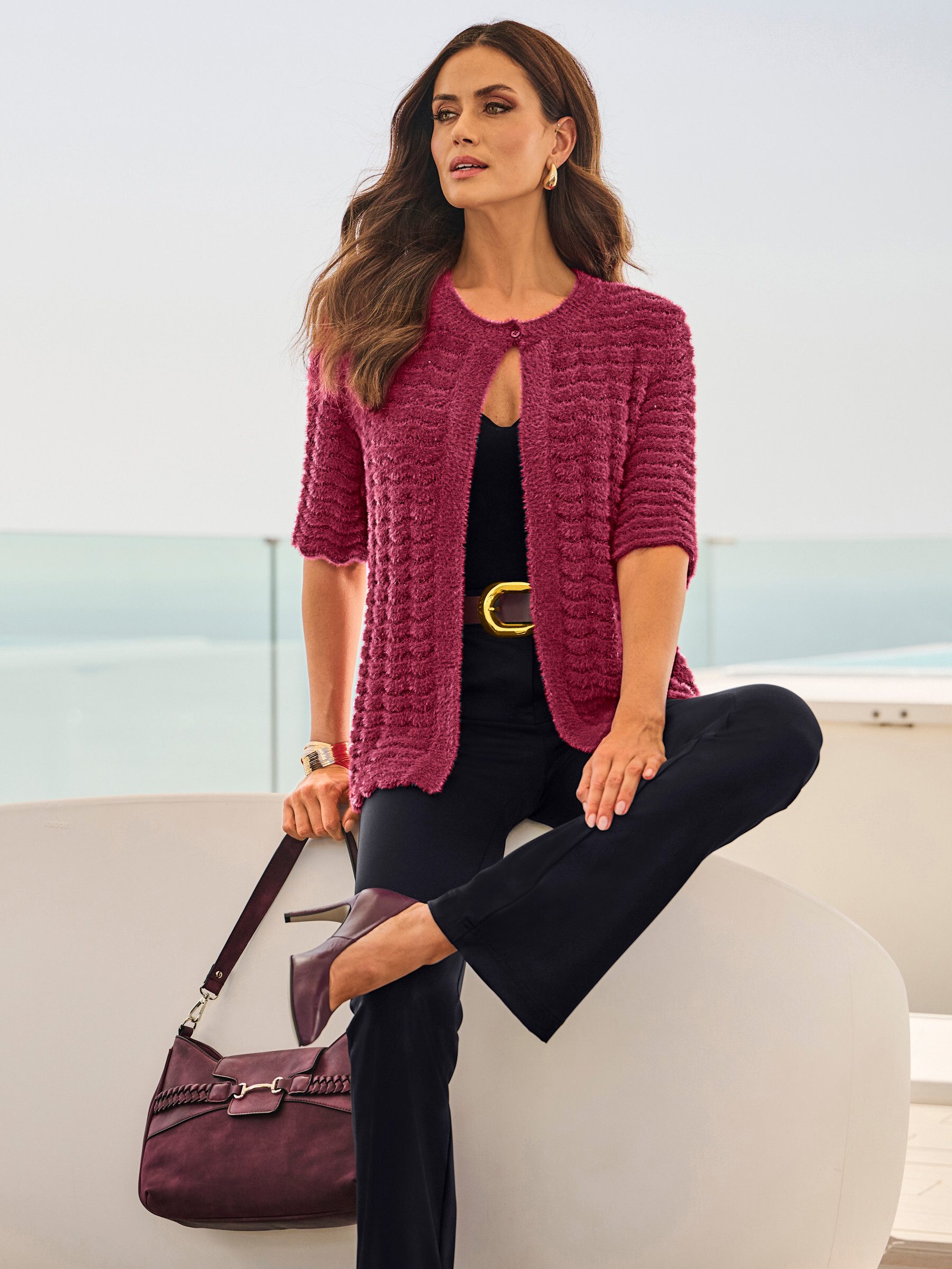 heine Strickjacke Strickjacke Kurzarm