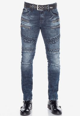 Cipo & Baxx Slim-fit-Jeans im modischen Bikerstil in Straight Fit