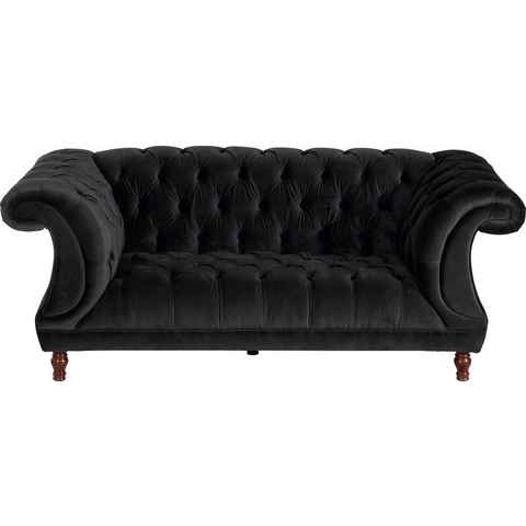 Max Winzer® Chesterfield-Sofa Isabelle, Knopfheftung & gedrechselten Füßen in Buche Nussbaum, Breite 200 cm