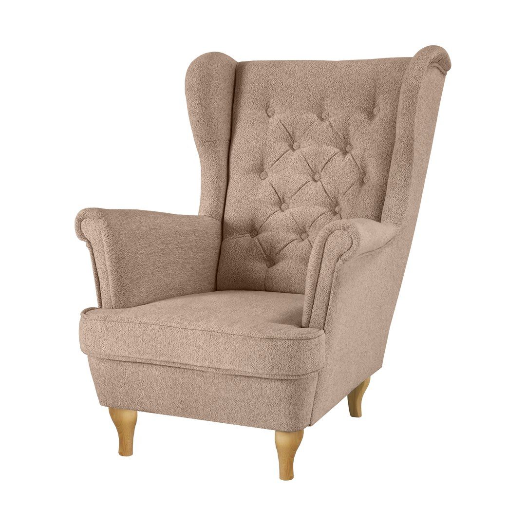 Beautysofa Ohrensessel Sessel FALCO Chesterfield Wohnzimmersessel Fernsehse günstig online kaufen