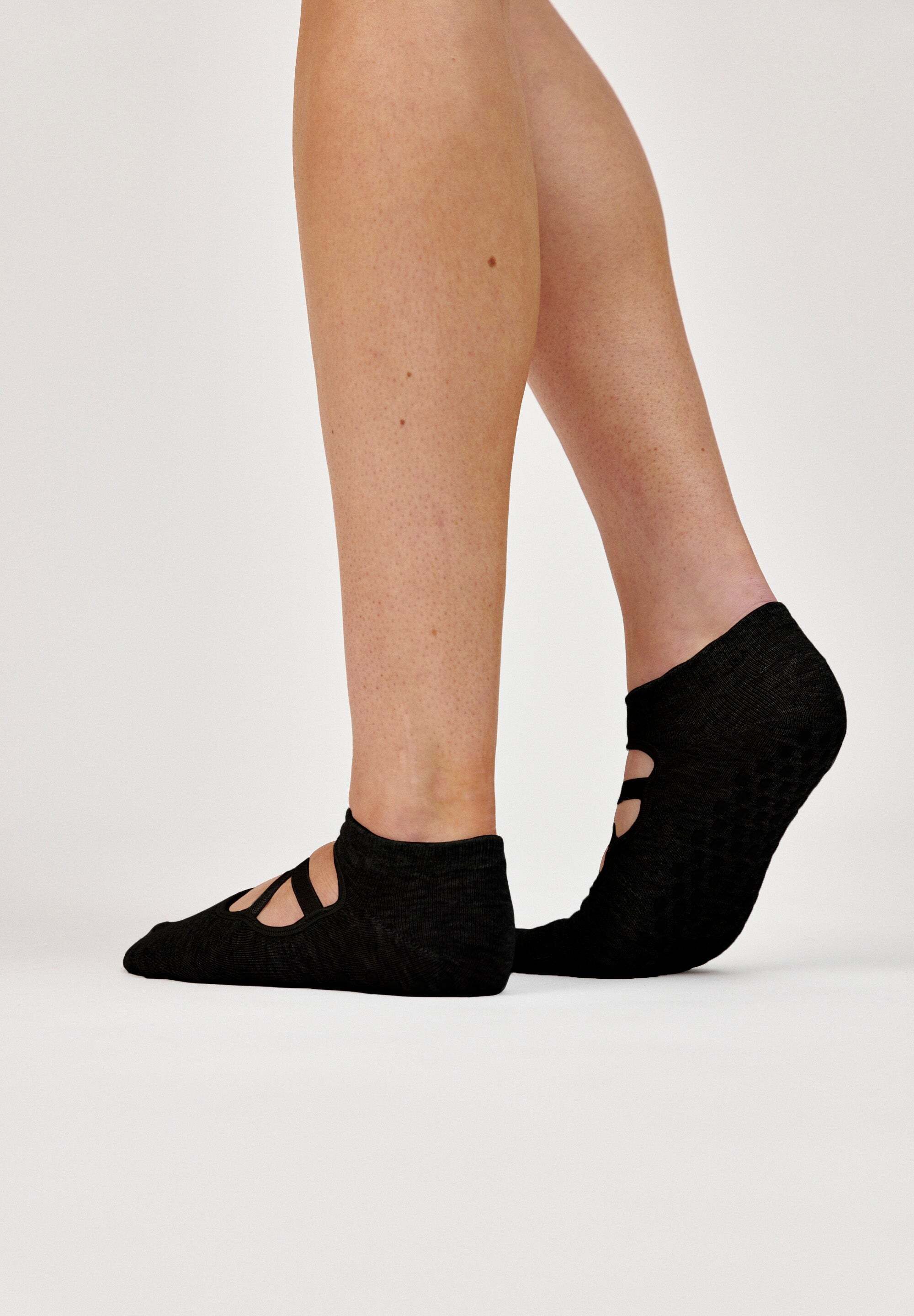 SNOCKS Freizeitsocken Anti-Rutsch Pilates Socken mit Riemchen (2-Paar) mit ergonomischer Passform und Anti-Rutsch-Sohle