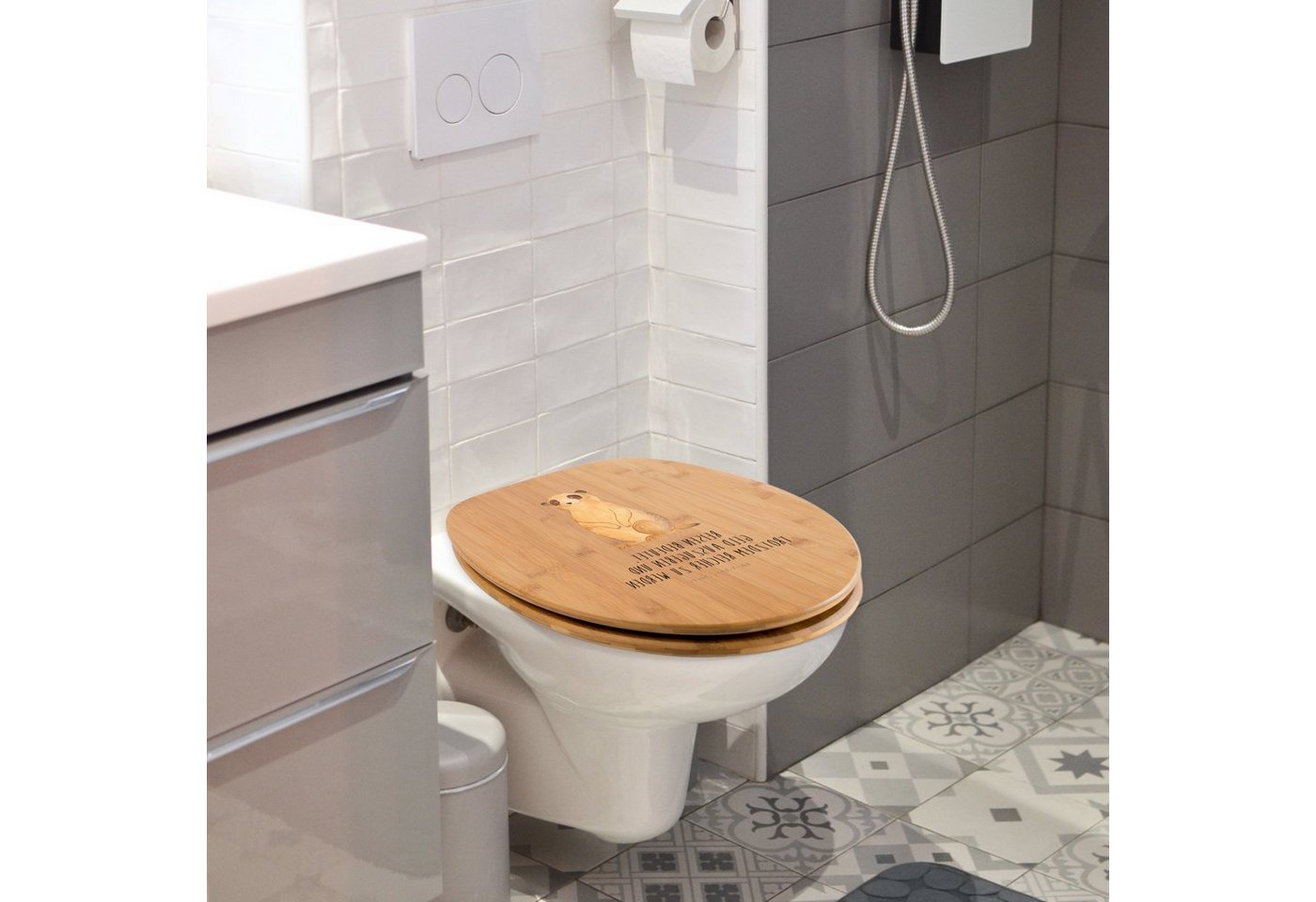 Thumbnail - Mr. & Mrs. Panda WC-Sitz Erdmännchen - Transparent - Geschenk, Toilette, WC-Sitz, Wildtiere, A (Packung, 1-St., Motiv WC...