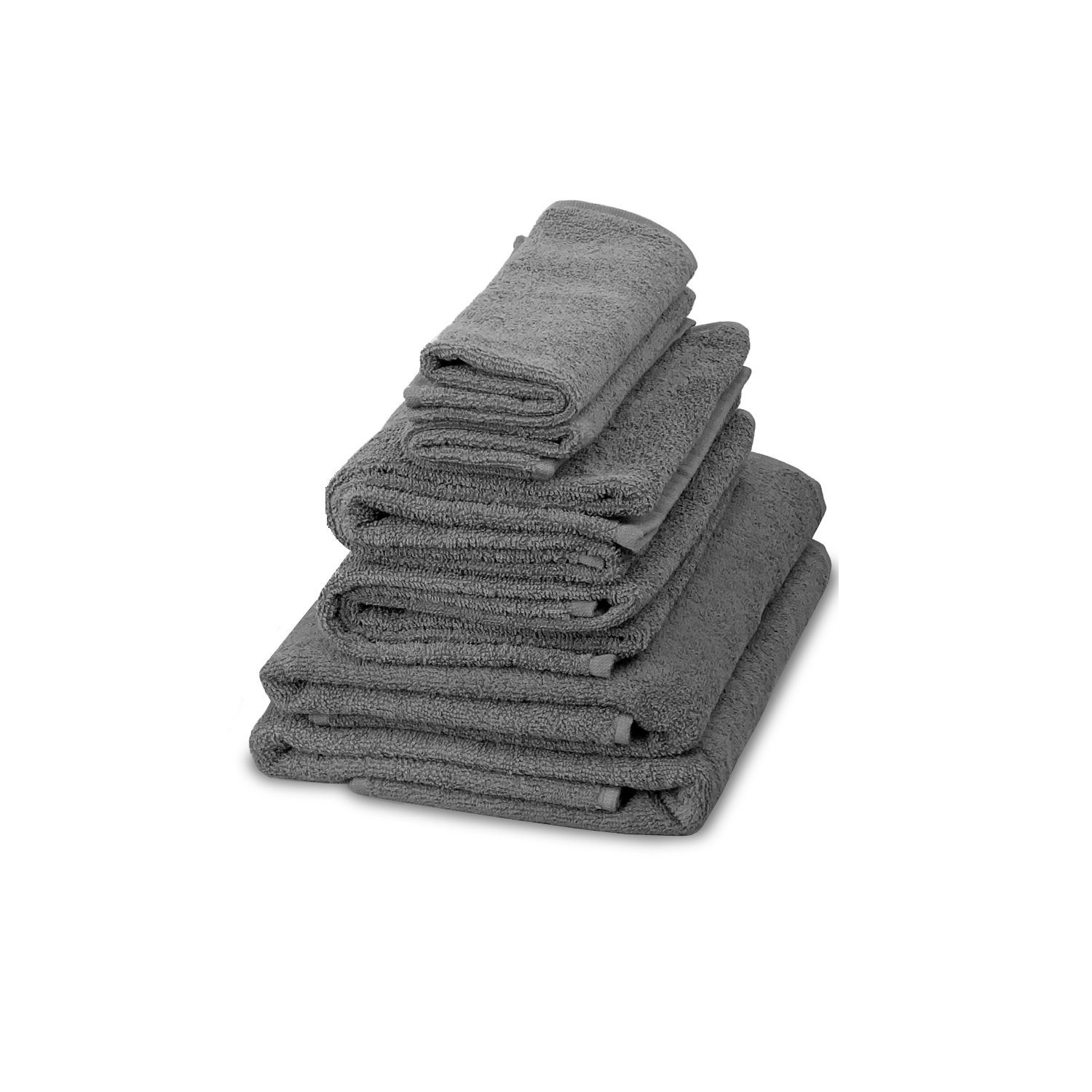 Handtücher 6er Handtuch Set anthrazit 2x Duschtuch 2x Handtuch 2x Gästetuch