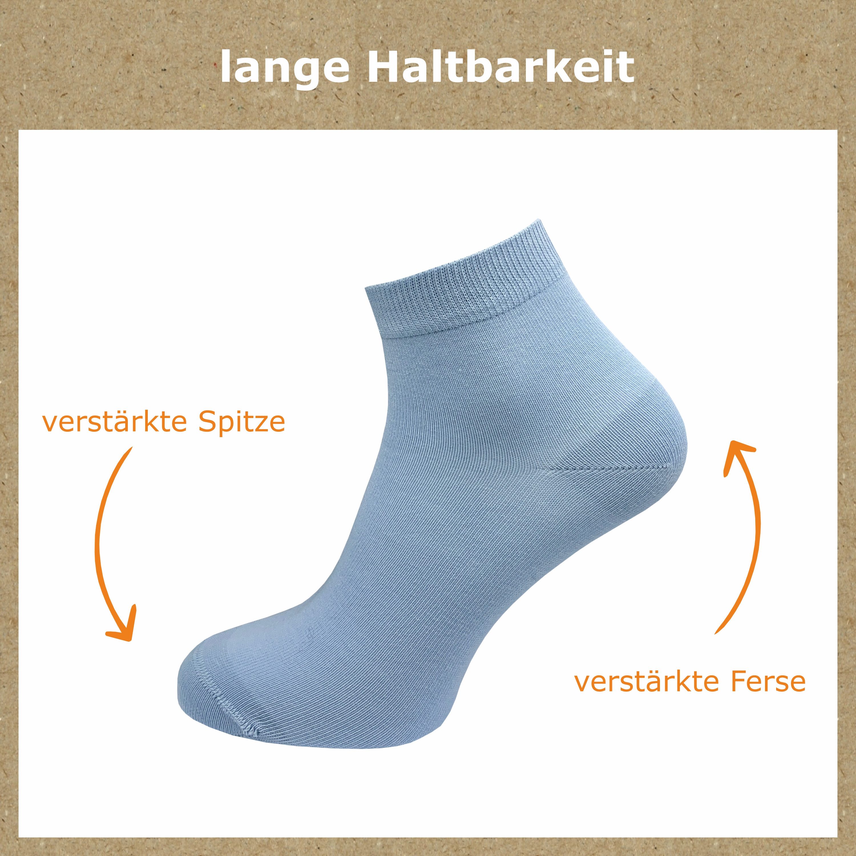 GAWILO Kurzsocken aus 100% reiner Baumwolle - Quartersocken für Damen (6-Paar) Schaft etwas länger als beim Sneaker - daher kein verrutschen