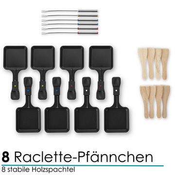 Zilan Raclette und Fondue-Set ZLN-8856, 8 Raclettepfännchen, 1400 W, 3 in 1 Raclett/Grill/Käsefondue,8 Personen,Antihaftbeschichtet