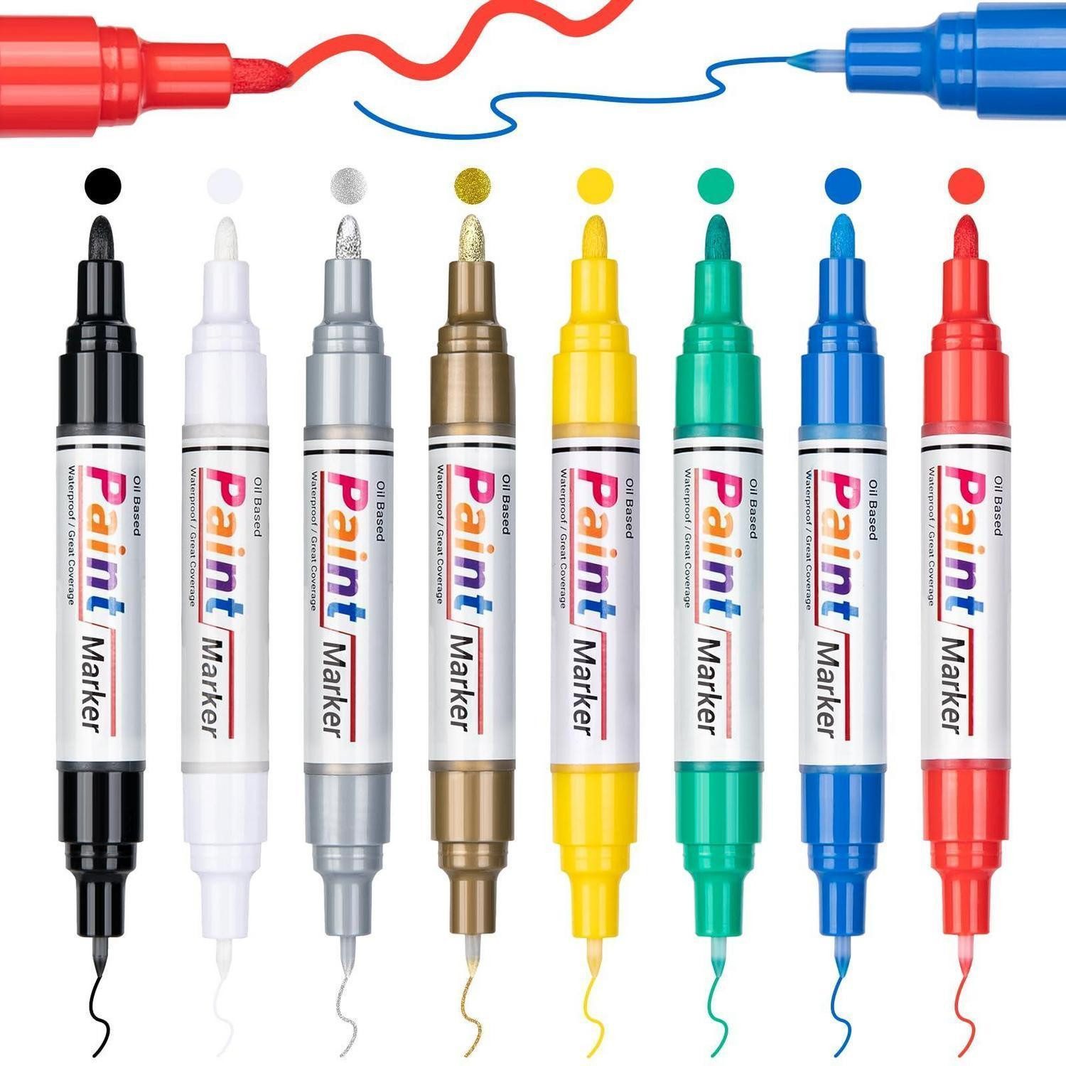 LuxusKollektion Permanentmarker Marker-Set Doppelspitze 8 Farben Wasserfest