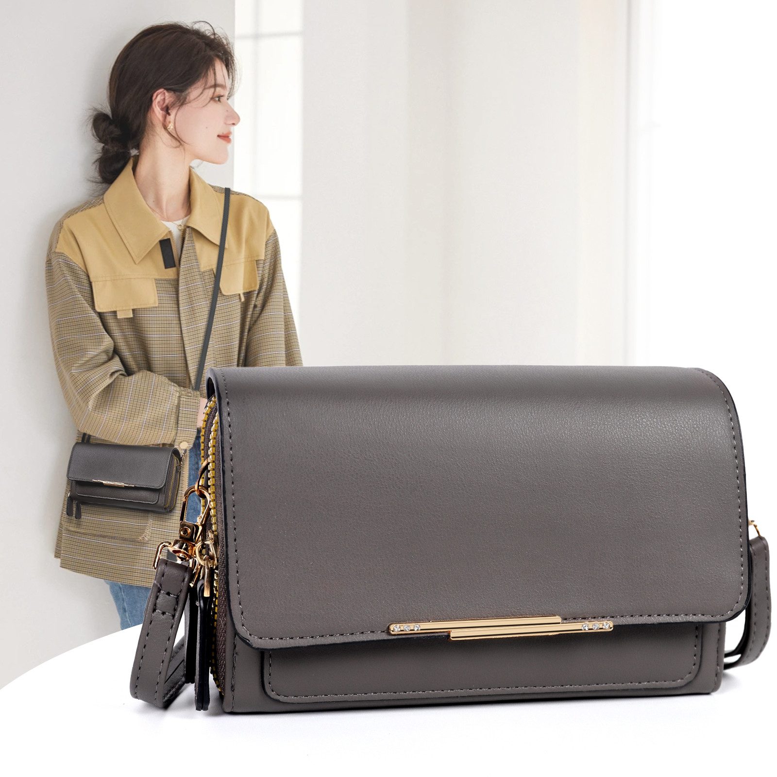 TAN.TOMI Umhängetasche Klein Damen Handy Umhängetasche, Handytasche zum Umhängen, Crossbody Schultertasche mit Kartenschlitz Verstellbar Schultergurt