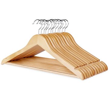 Homewit Kleiderbügel Holz Kleiderbügel mit Rockkerben und Hosensteg Drehbar Haken Weiß, (Packung, 12-tlg), Holzkleiderbügel-Set mit Hosenstange
