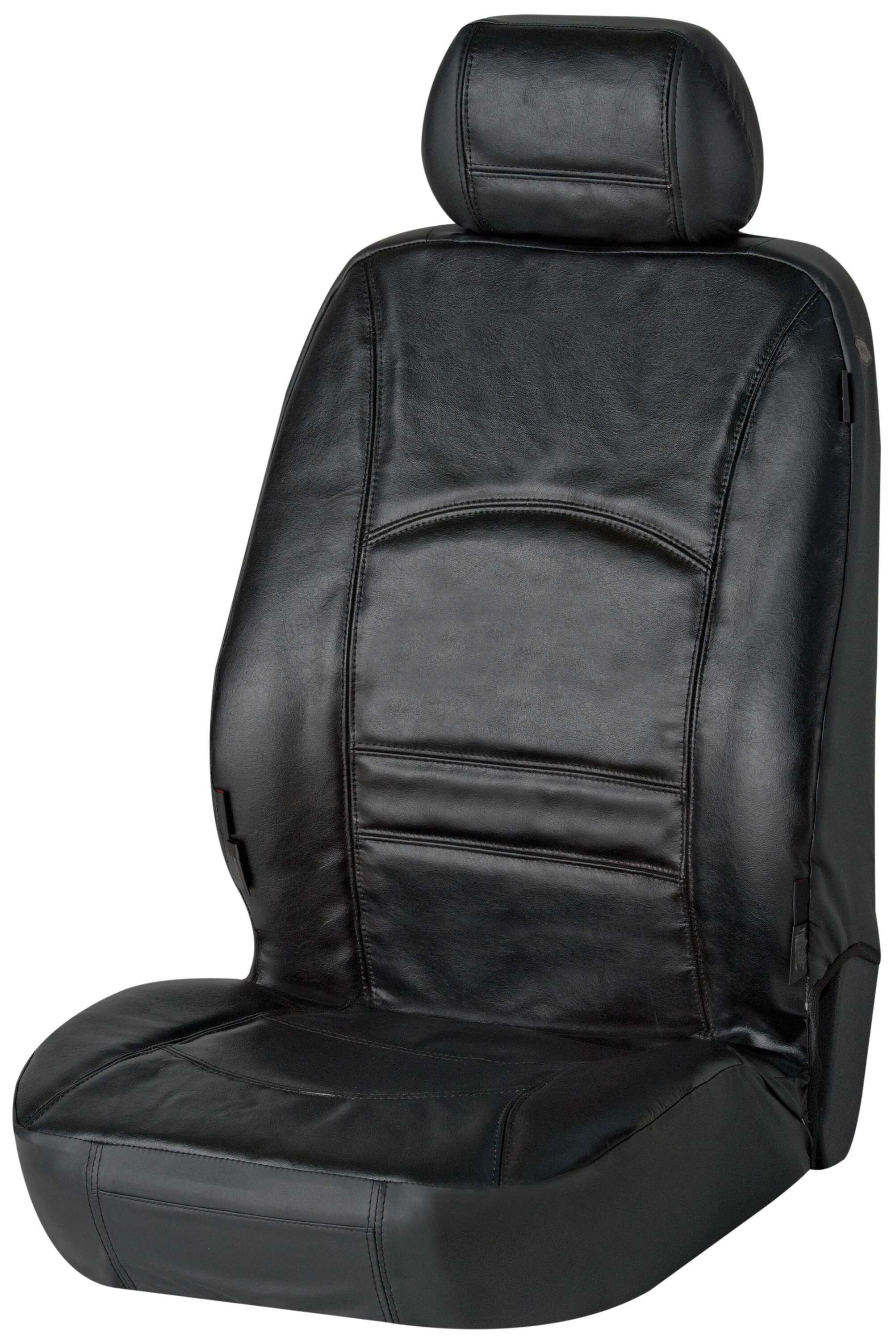 CarComfort Autositzbezug Autositzbezug Ranger aus echtem Leder schwarz, 1 Vordersitzbezug 1tlg, 1 Kopfstützenbezug, 2-tlg.