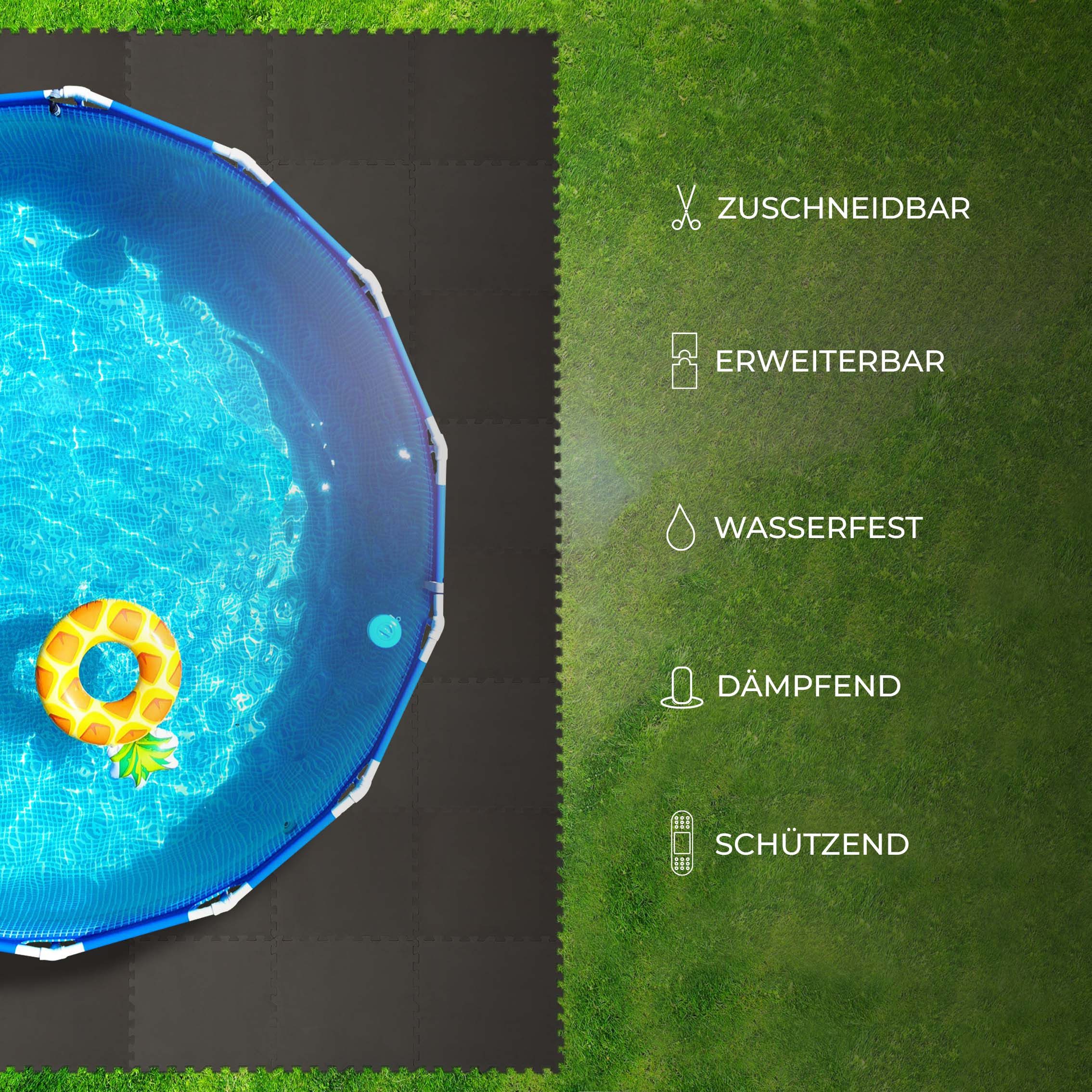 Bestlivings Pool-Bodenschutzfliese Pool Unterlegmatte, 8 Stück à 50x50x0,4cm (2m), Bodenschutz Poolunterlage Pool Planschbecken - Bodenschutzmatte – Bild 5 von 5