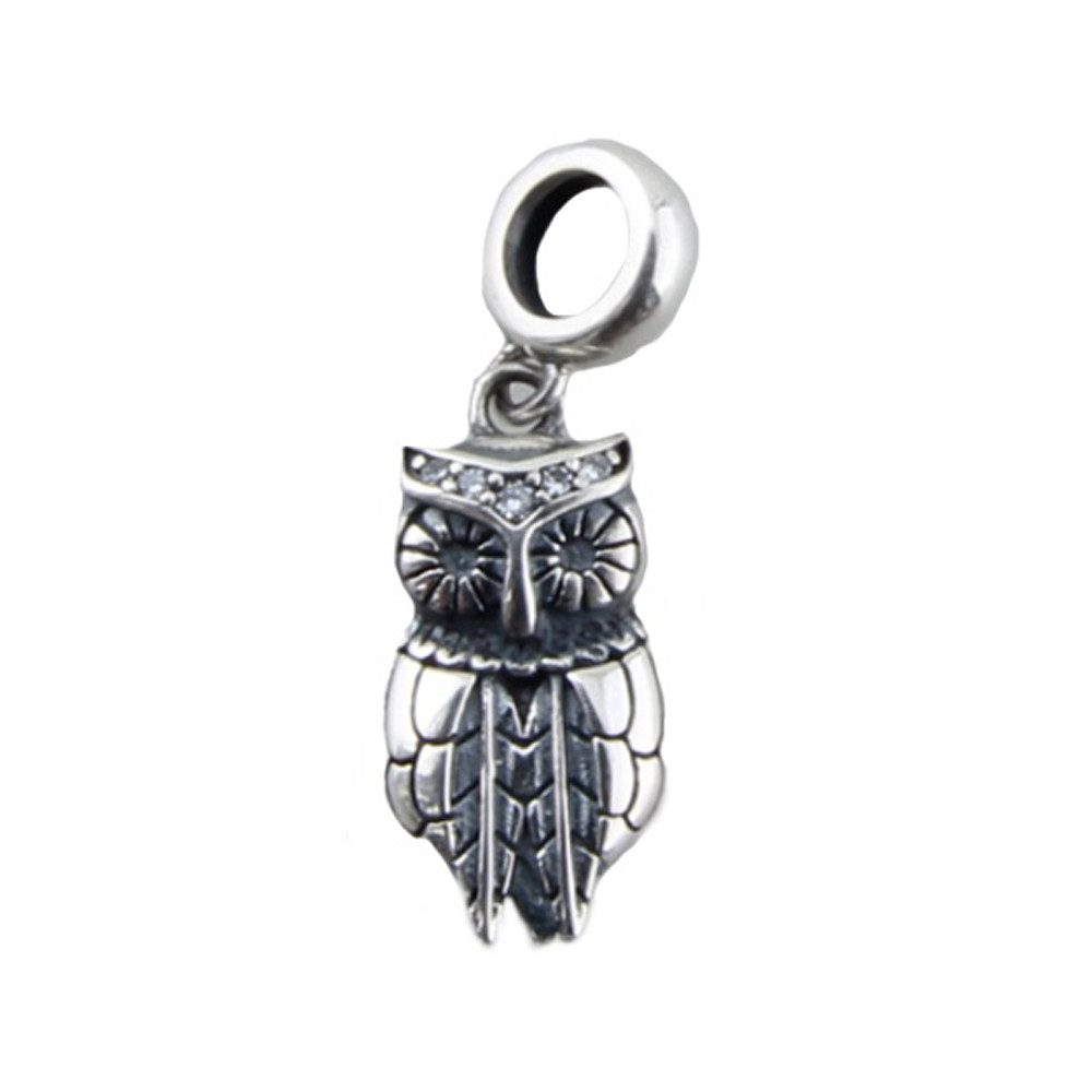 PANDACHARMS Bead Eule der Weisheit Anhänger für Charm Armband, 925er Sterling Silber