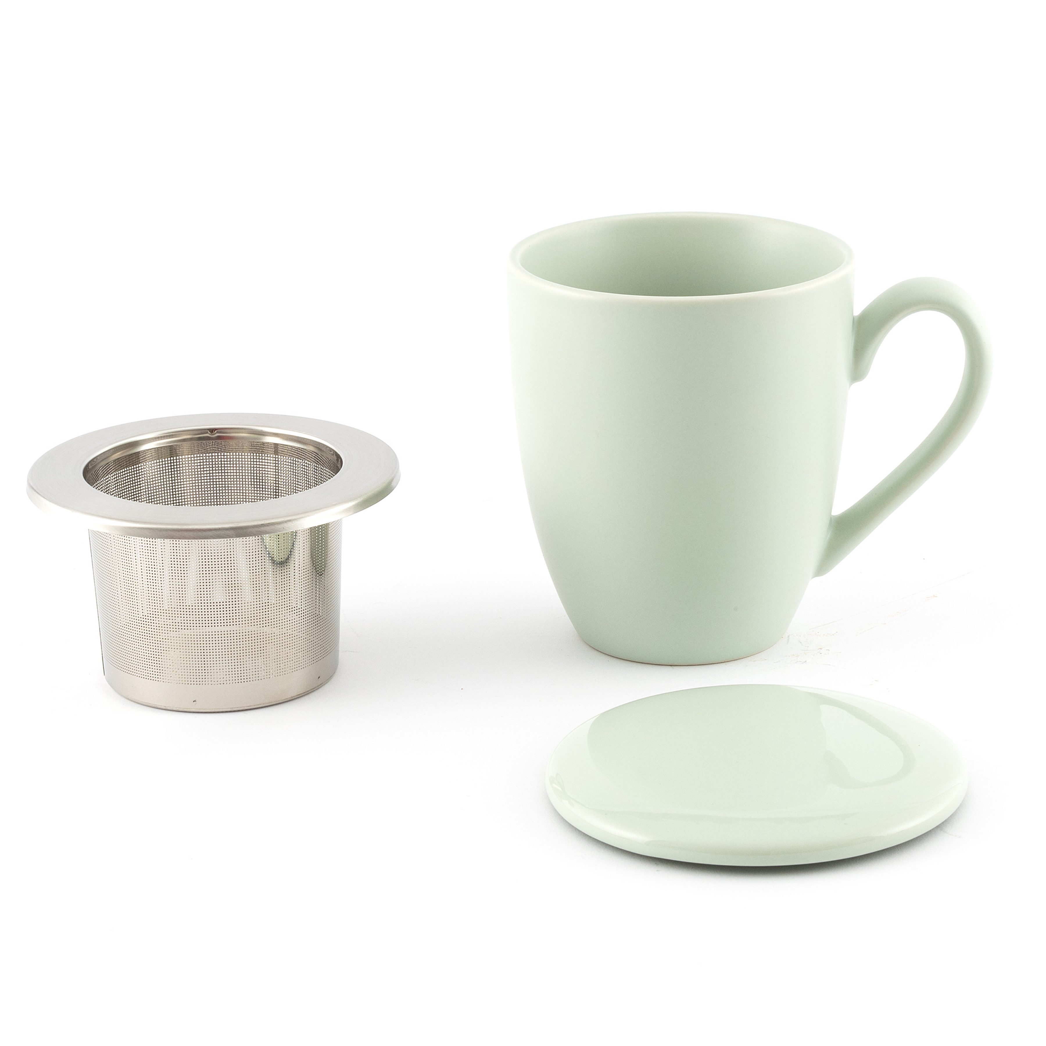 Hanseküche Tasse Teetasse mit Deckel und Sieb – XXL Teebecher 650ml, 1-tlg., Keramik, mit Ultrafeinfilter, Thermoeffekt, Dickwandige Keramik