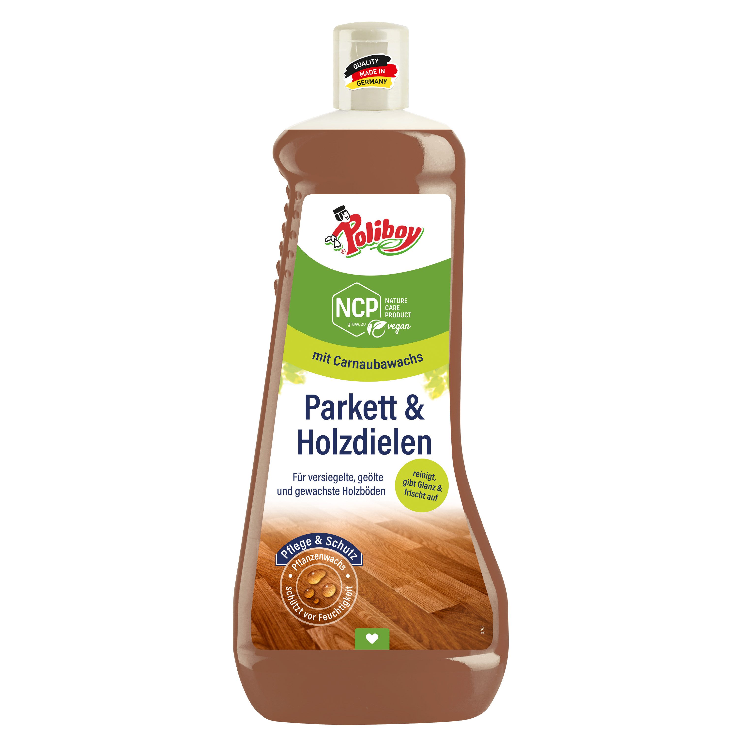 poliboy NCP Holzdielenpflege - 1l - für geöltes, gewachstes, versiegeltes Holz Parkettreiniger (zur regelmäßigen Reinigung und Pflege von Holzböden - Made in Germany)