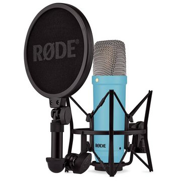 RØDE Mikrofon NT1 Signature Blue (mit PSA1+ Mikrofonarm Weiss), und Tuch