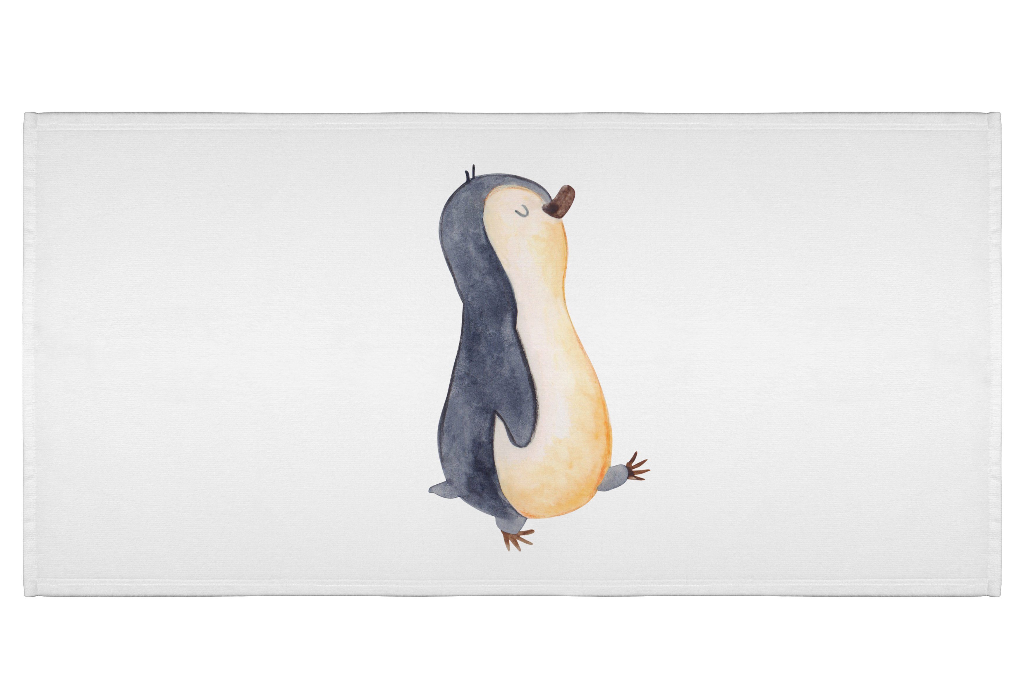 Mr. & Mrs. Panda Handtuch Pinguin marschierend - Weiß - Geschenk, Handtuch, groß, Badezimmer, s, (1-St)