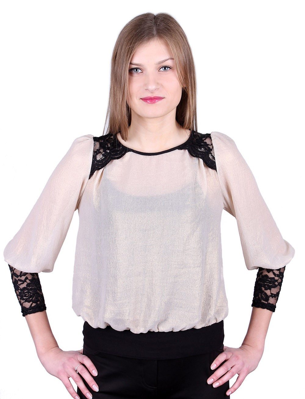 Sarcia.eu Spitzenbluse John Zack Gold schimmernde Spitzenbluse XXL günstig online kaufen